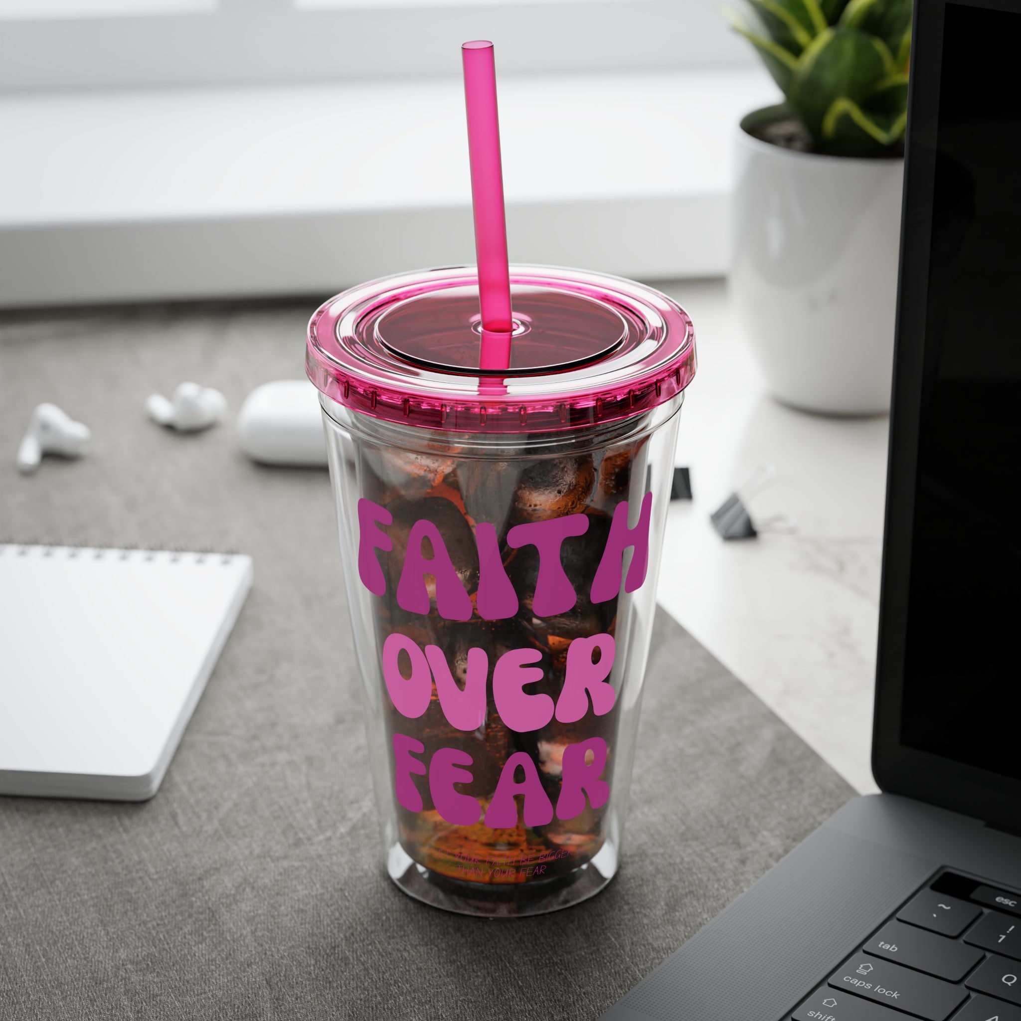 Faith Over Fear Sunsplash 16oz Tumbler With Straw