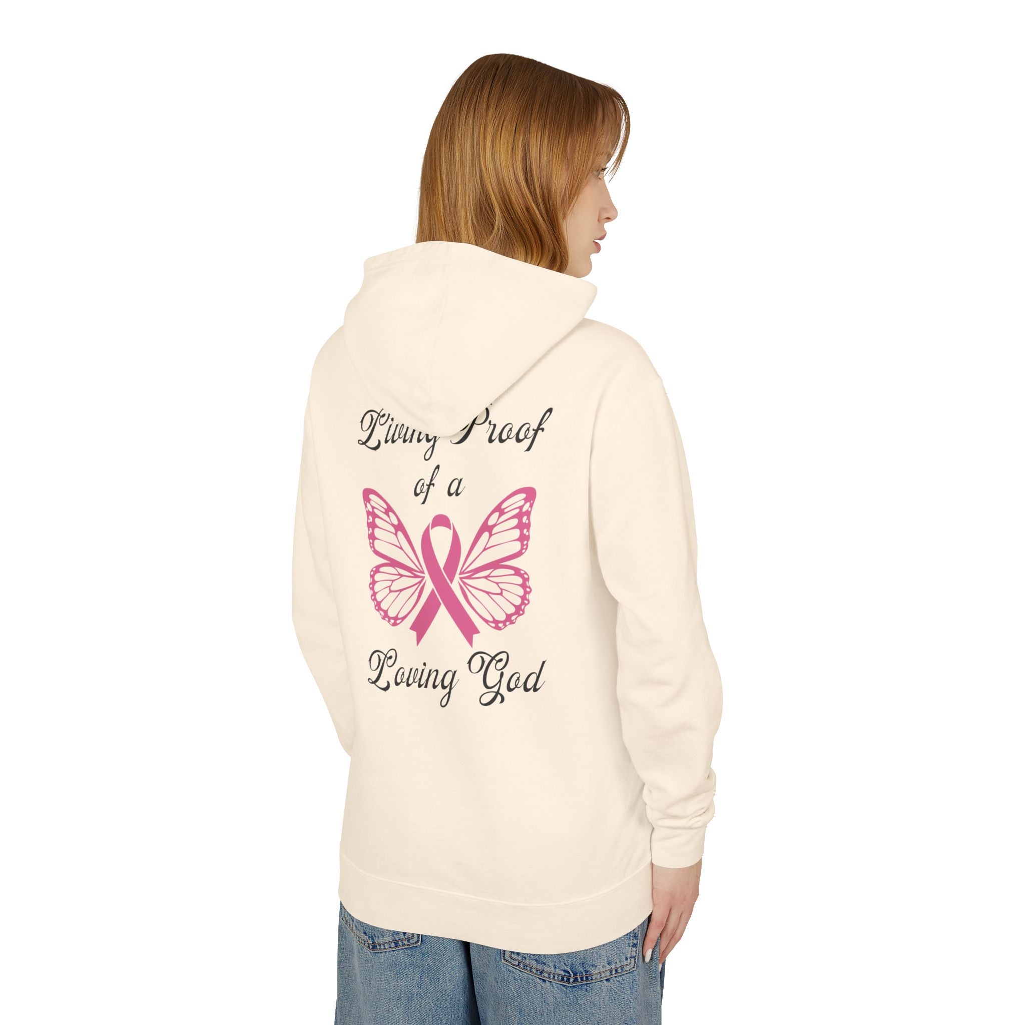 Living Proof Of A Loving God Butterfly Unisex Relaxed Fit Lightweight Hooded Sweatshirt