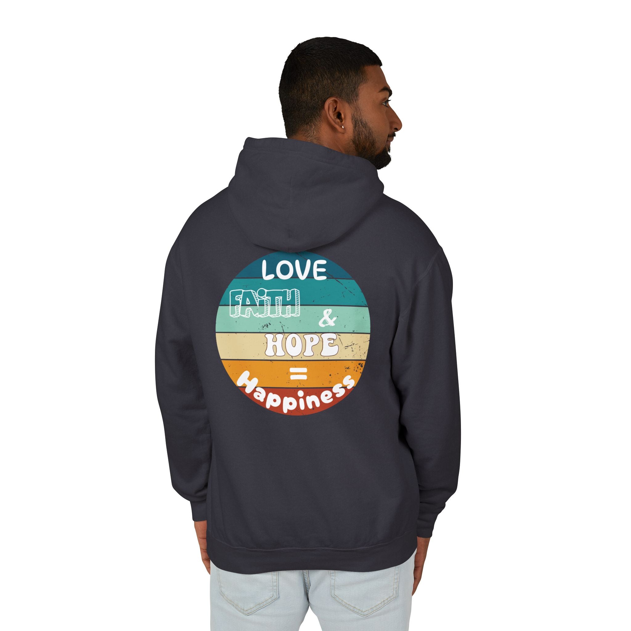 Love, Faith & Hope = Happiness Unisex Lightweight Hooded Sweatshirt