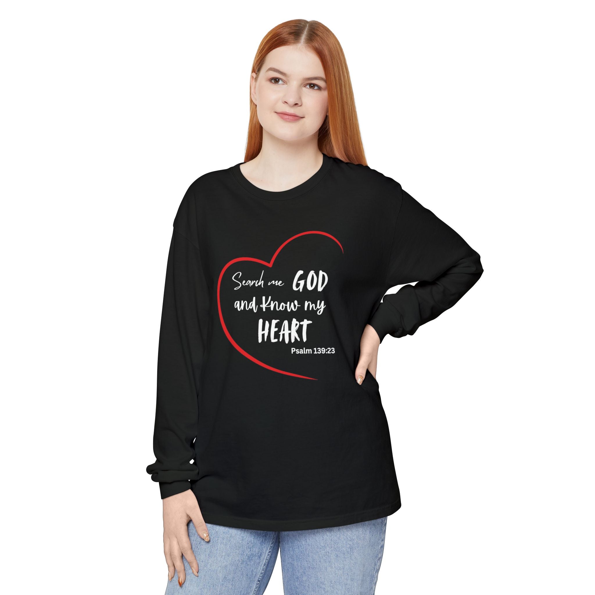 Search Me God Unisex Relaxed Fit Long Sleeve T-Shirt