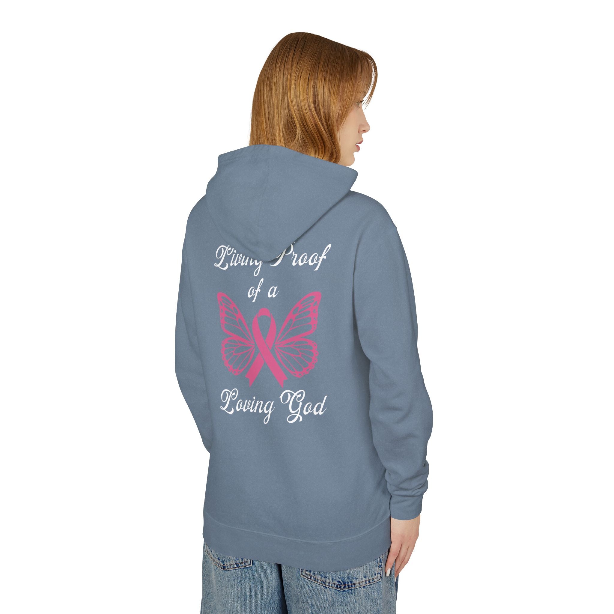Living Proof Of A Loving God Butterfly Unisex Relaxed Fit Lightweight Hooded Sweatshirt