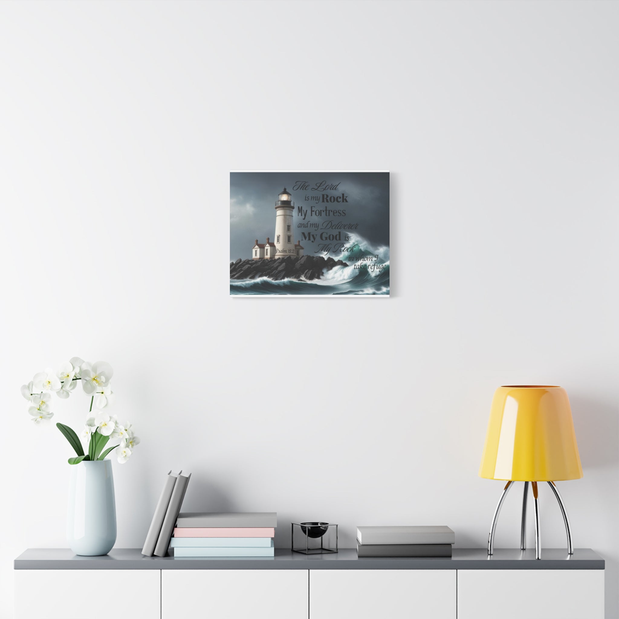 Psalm 18:2 Lighthouse Matte Canvas Wall Art