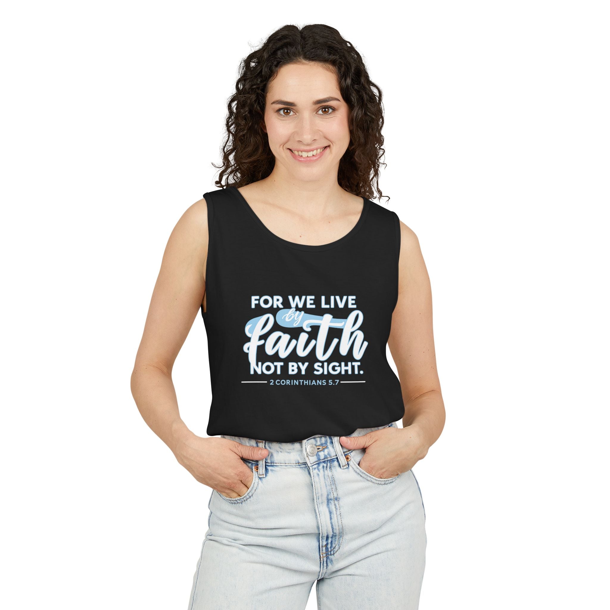 For We Live By Faith Unisex Tank Top, Faithful Tank Top, Religious Muscle Tee, Christian Inspirational Tank Top,