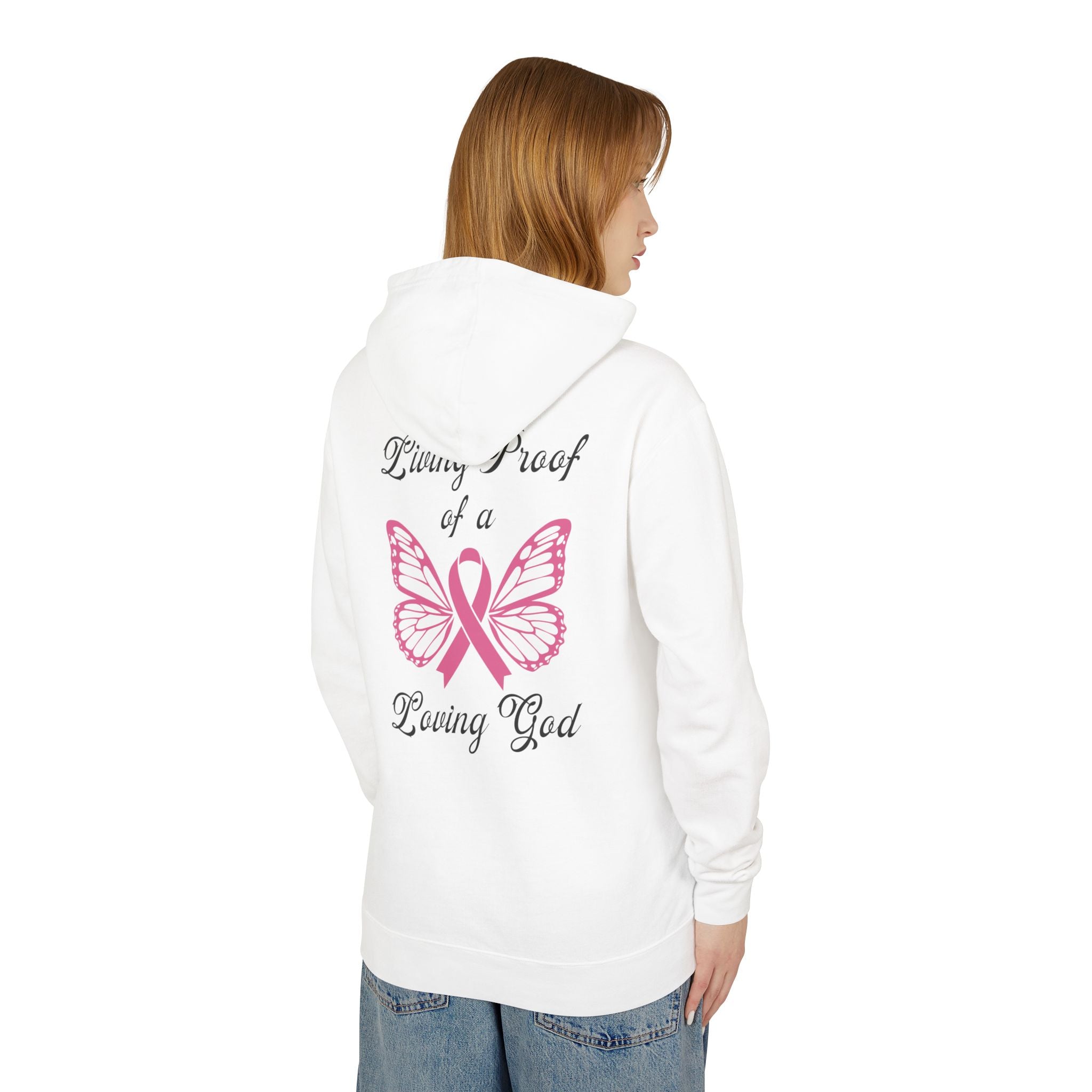 Living Proof Of A Loving God Butterfly Unisex Relaxed Fit Lightweight Hooded Sweatshirt