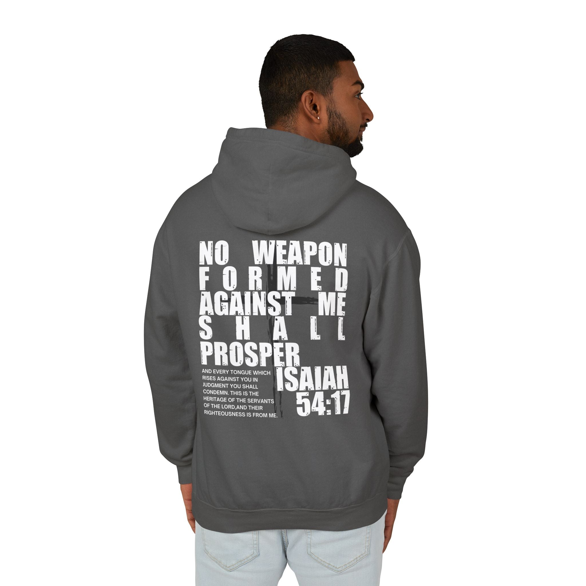 Isaiah 54:17 No Weapon Formed Against Me Unisex Relaxed Fit Lightweight Hooded Sweatshirt