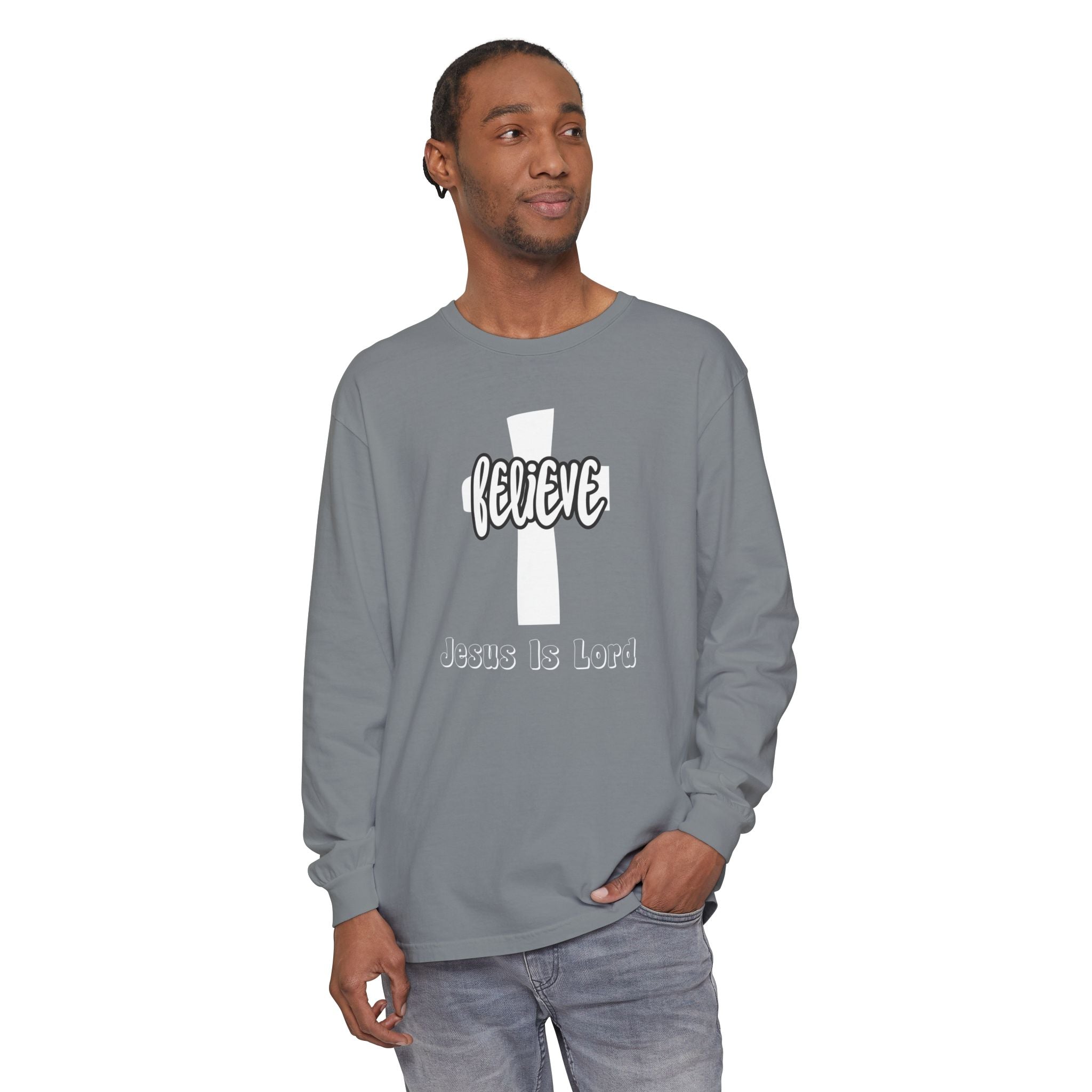 Believe Jesus Is Lord Unisex Relaxed Fit Long Sleeve T-Shirt