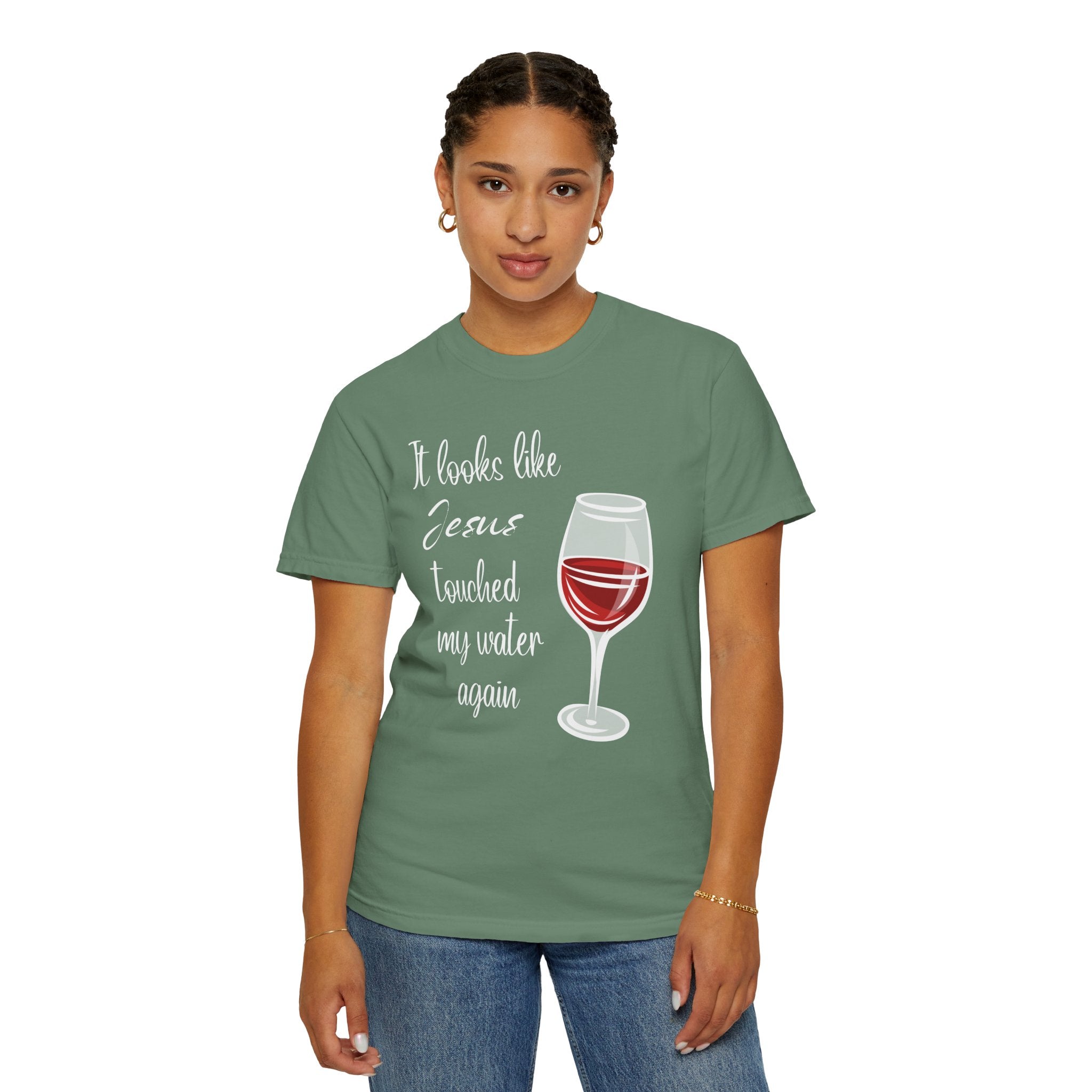 Jesus Touched My Water Unisex Relaxed Fit T-Shirt, Christian Casual T-Shirt for Wine Lovers, Fun Gift for Birthdays,