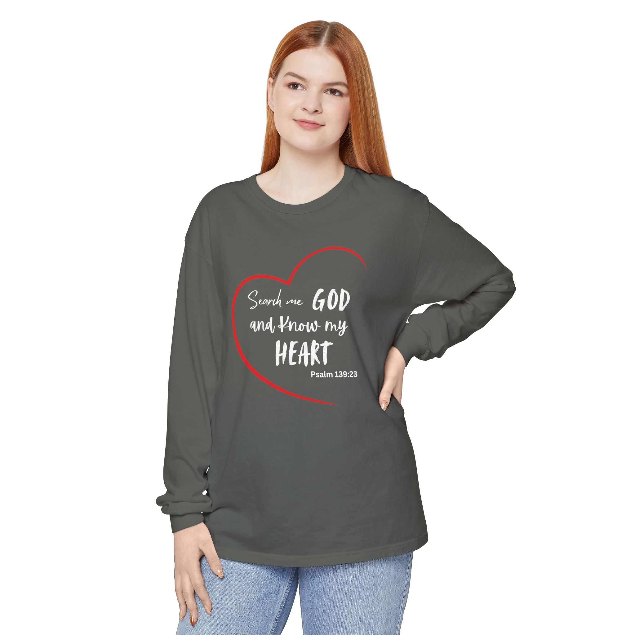 Search Me God Unisex Relaxed Fit Long Sleeve T-Shirt