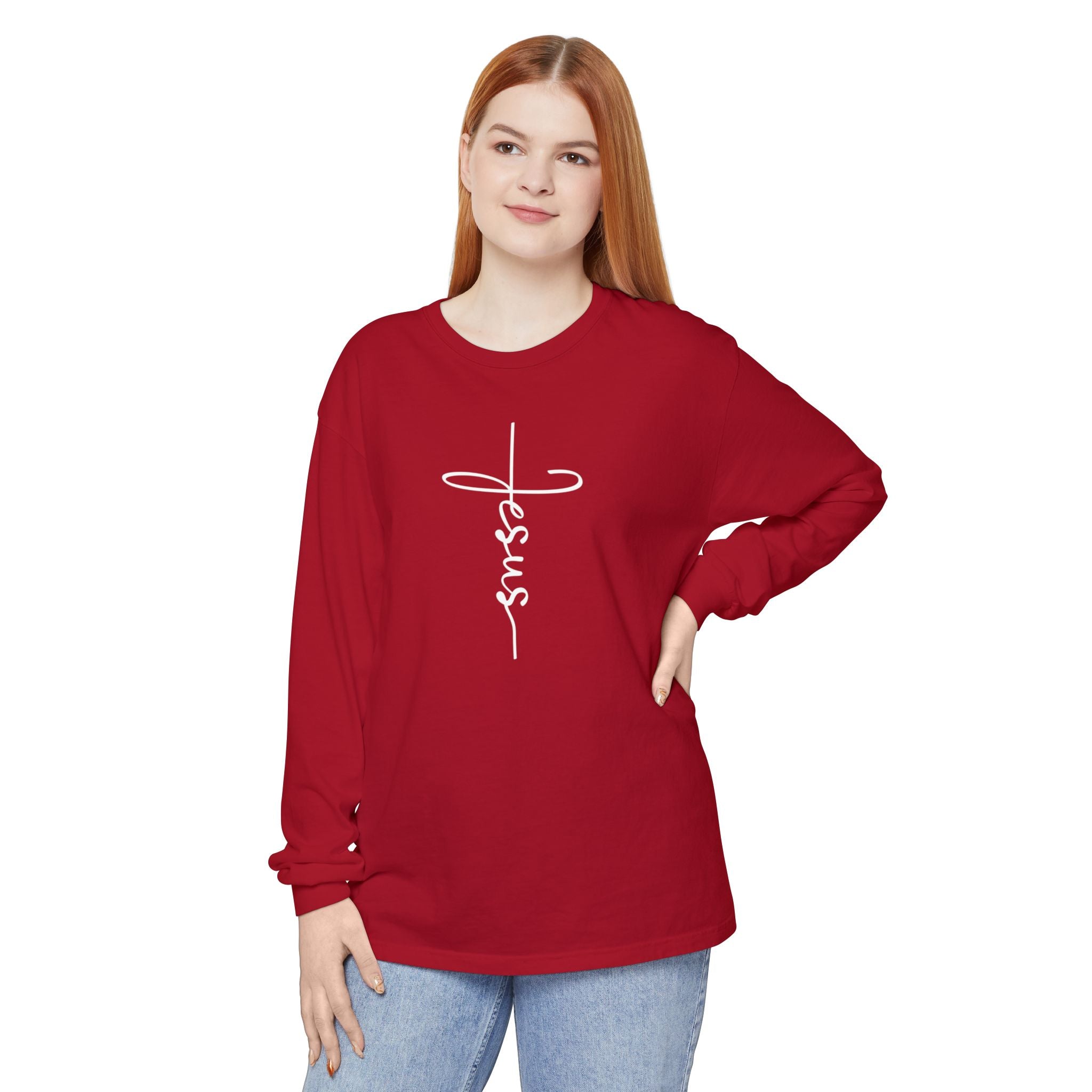 Jesus Cross Unisex Relaxed Fit Long Sleeve T-Shirt