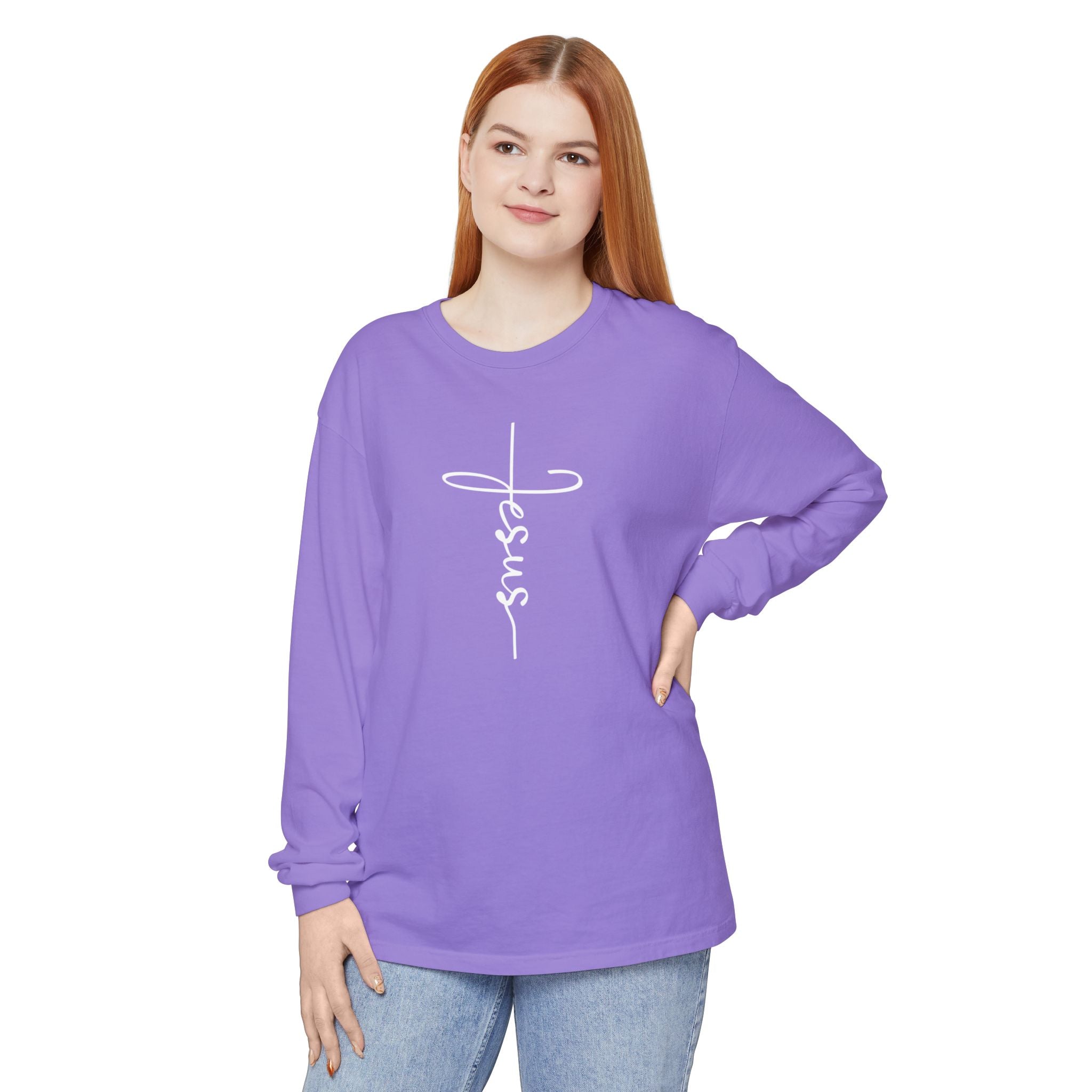 Jesus Cross Unisex Relaxed Fit Long Sleeve T-Shirt