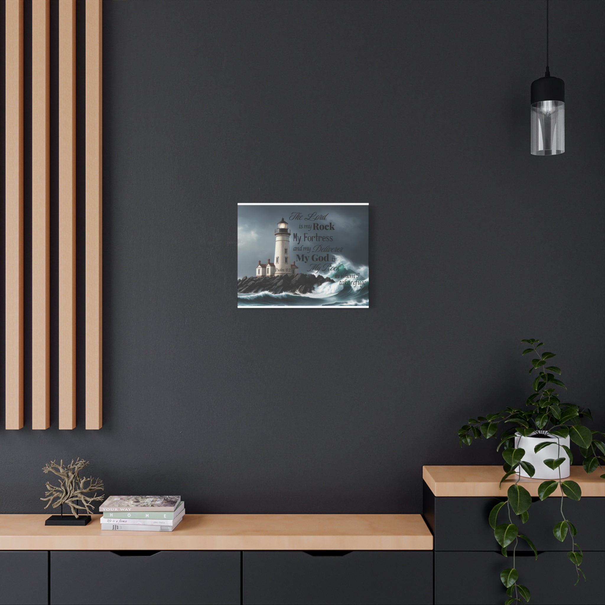 Psalm 18:2 Lighthouse Matte Canvas Wall Art