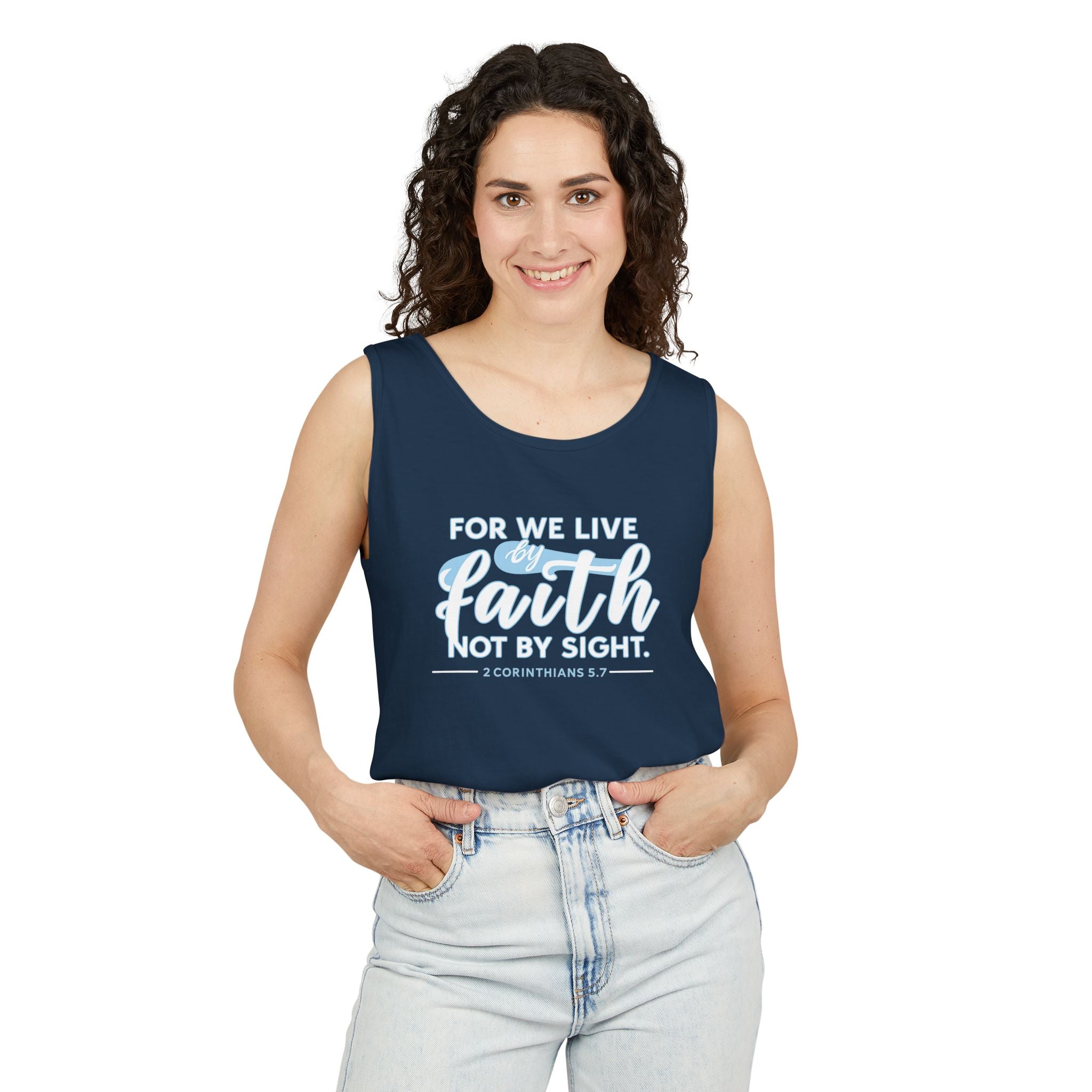 For We Live By Faith Unisex Tank Top, Faithful Tank Top, Religious Muscle Tee, Christian Inspirational Tank Top,