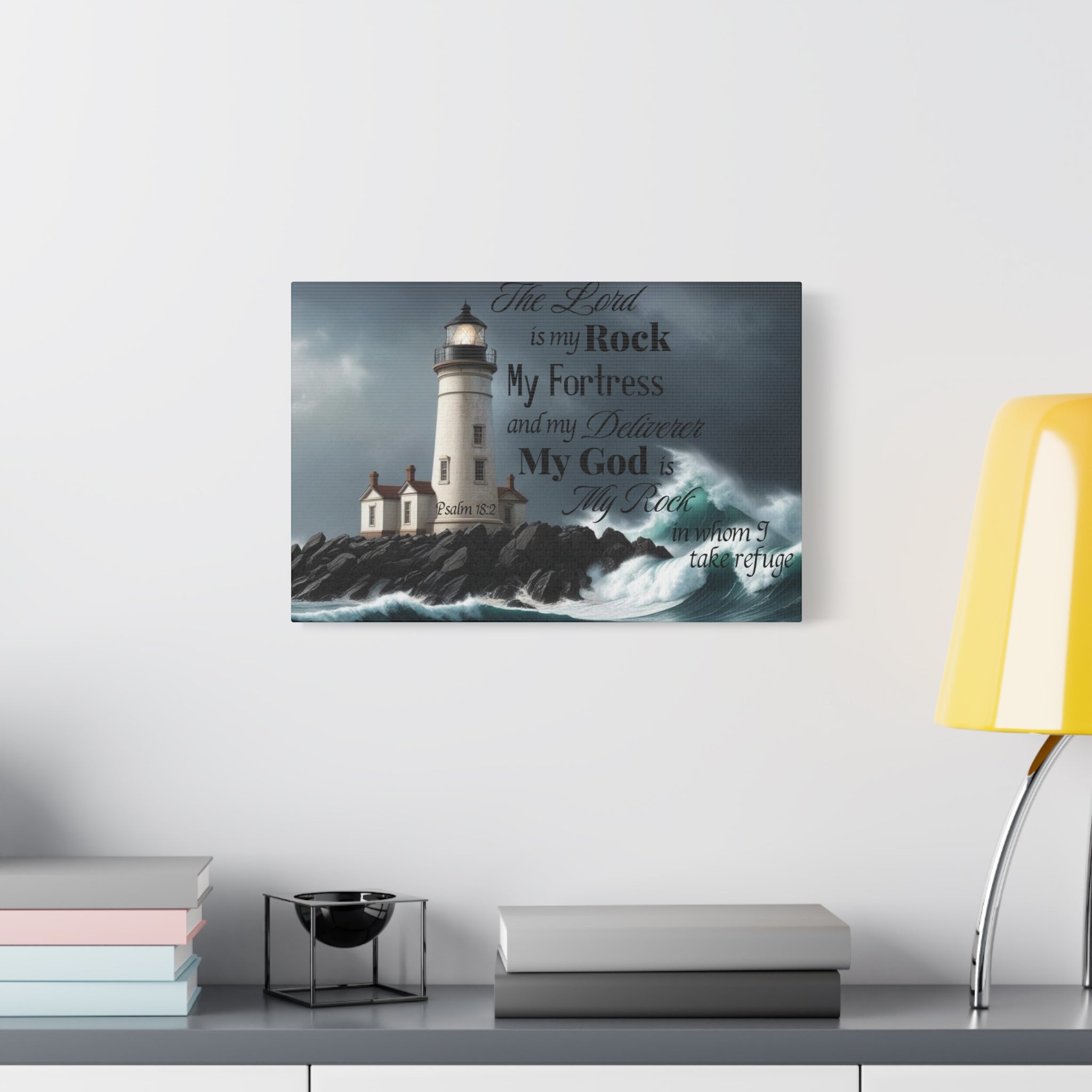 Psalm 18:2 Lighthouse Matte Canvas Wall Art