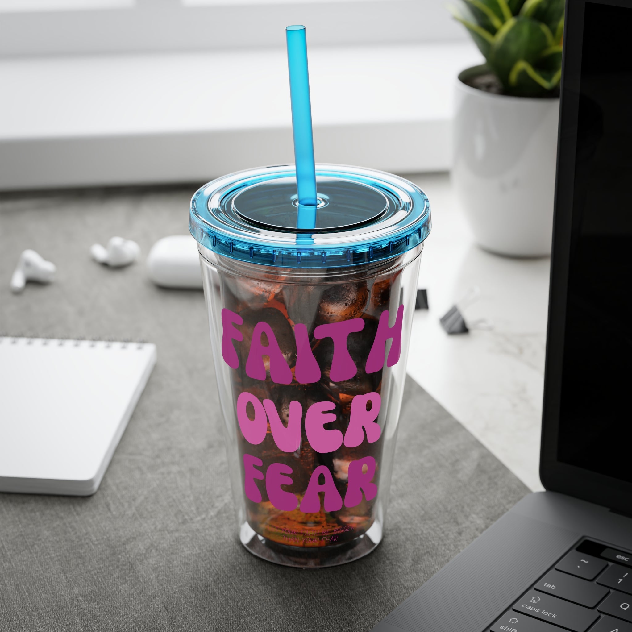 Faith Over Fear Sunsplash 16oz Tumbler With Straw