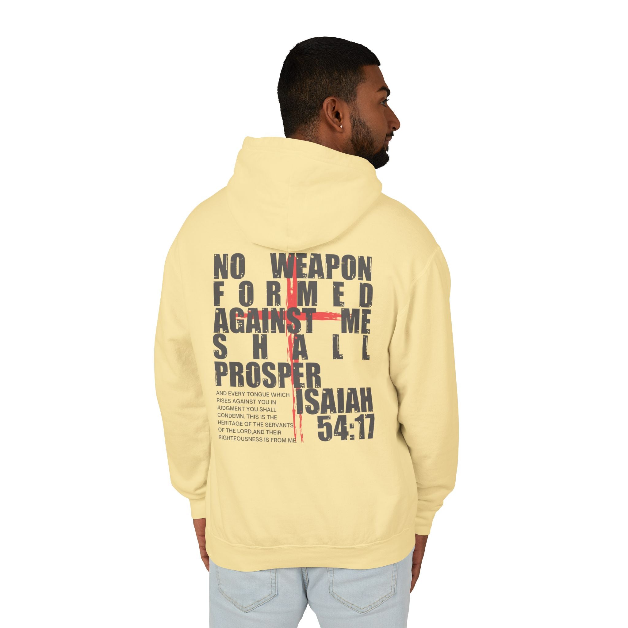 Isaiah 54:17 No Weapon Formed Against Me Unisex Relaxed Fit Lightweight Hooded Sweatshirt
