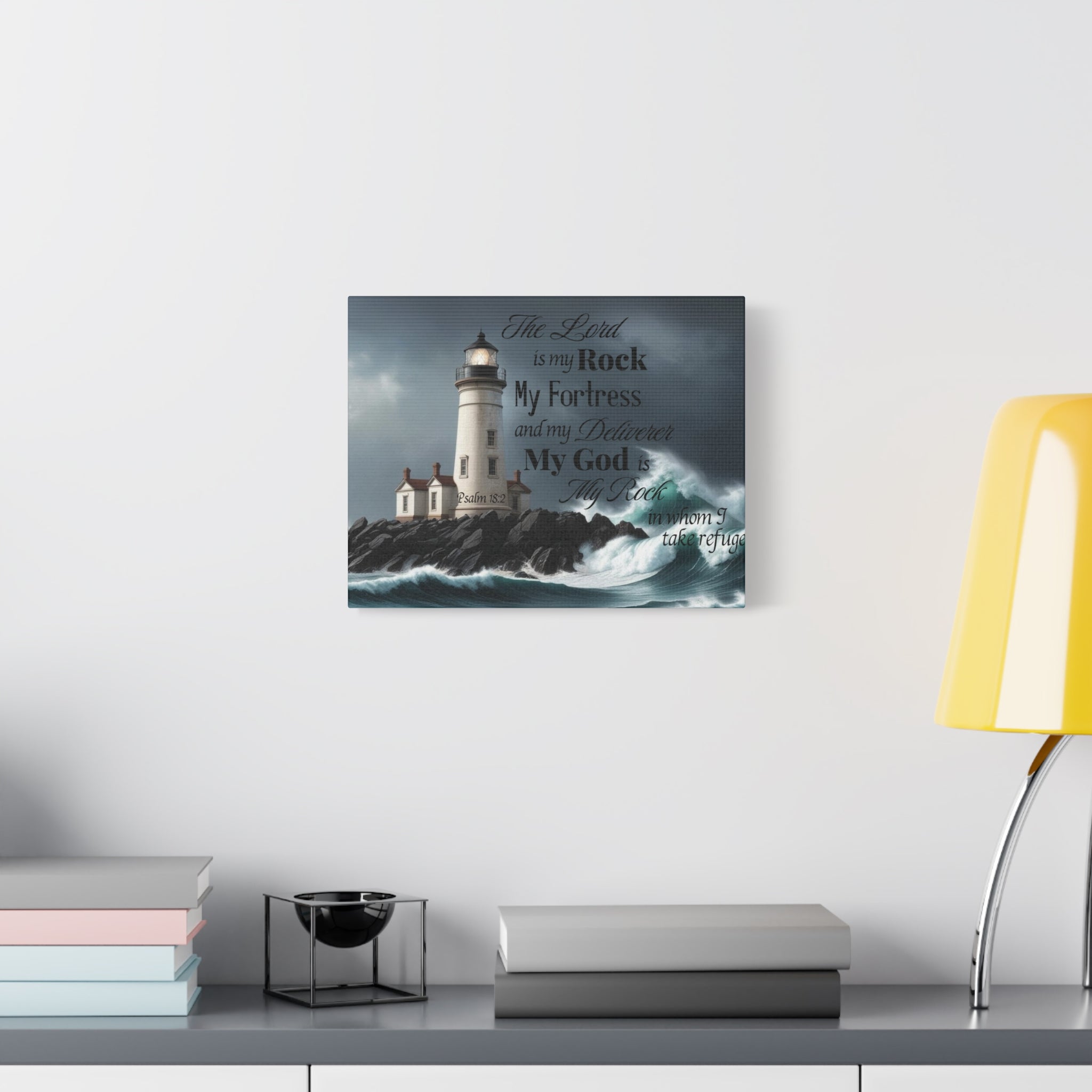 Psalm 18:2 Lighthouse Matte Canvas Wall Art