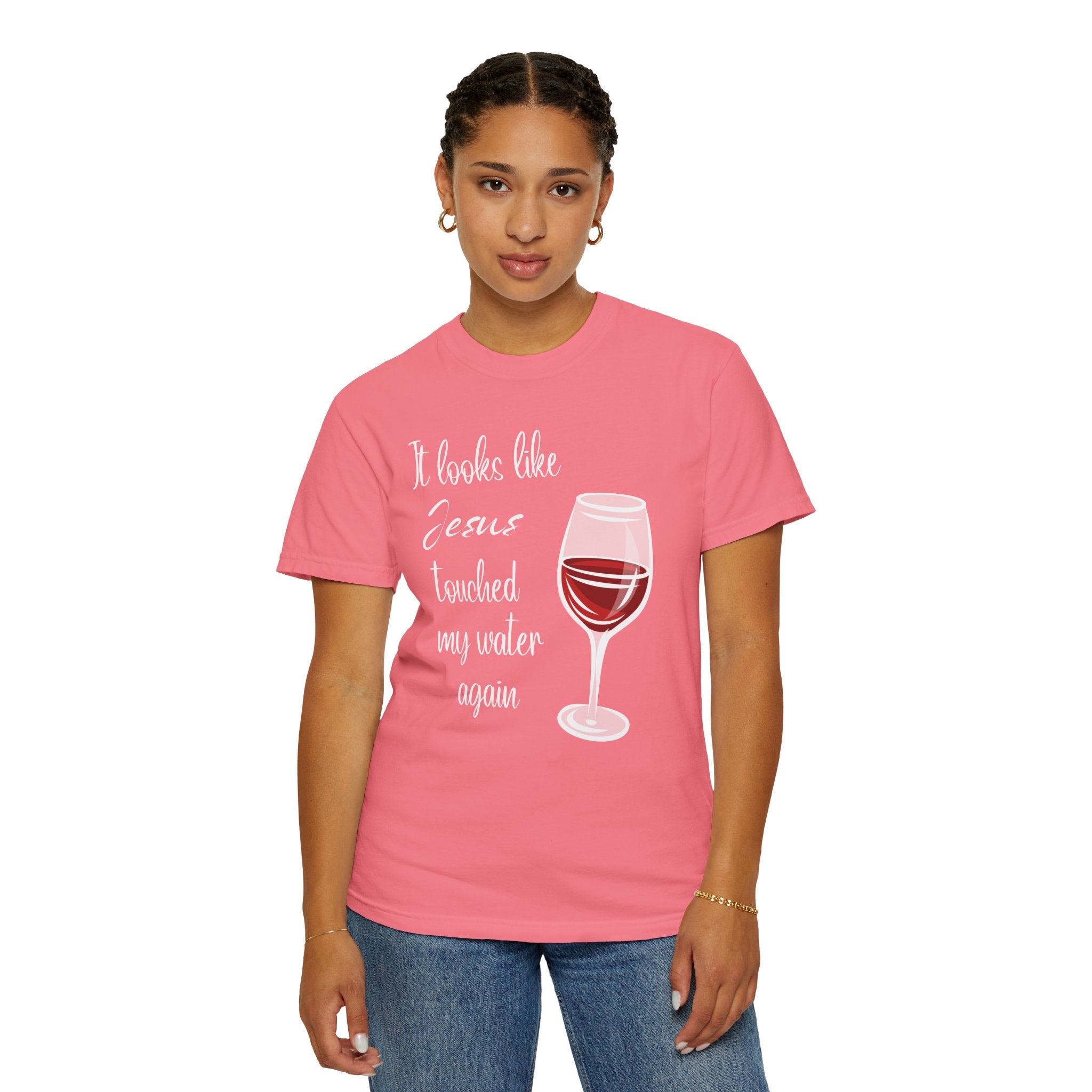 Jesus Touched My Water Unisex Relaxed Fit T-Shirt, Christian Casual T-Shirt for Wine Lovers, Fun Gift for Birthdays,