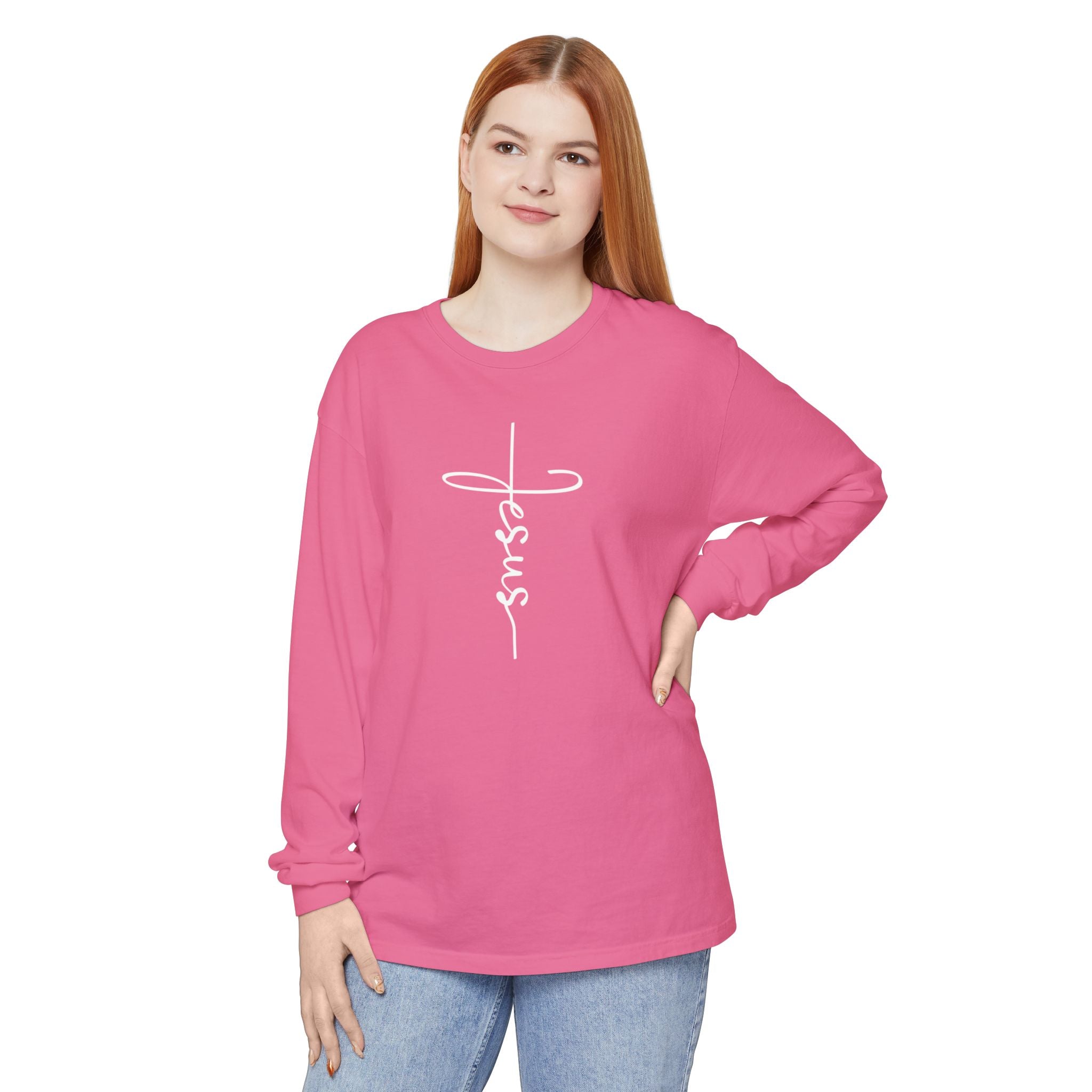 Jesus Cross Unisex Relaxed Fit Long Sleeve T-Shirt