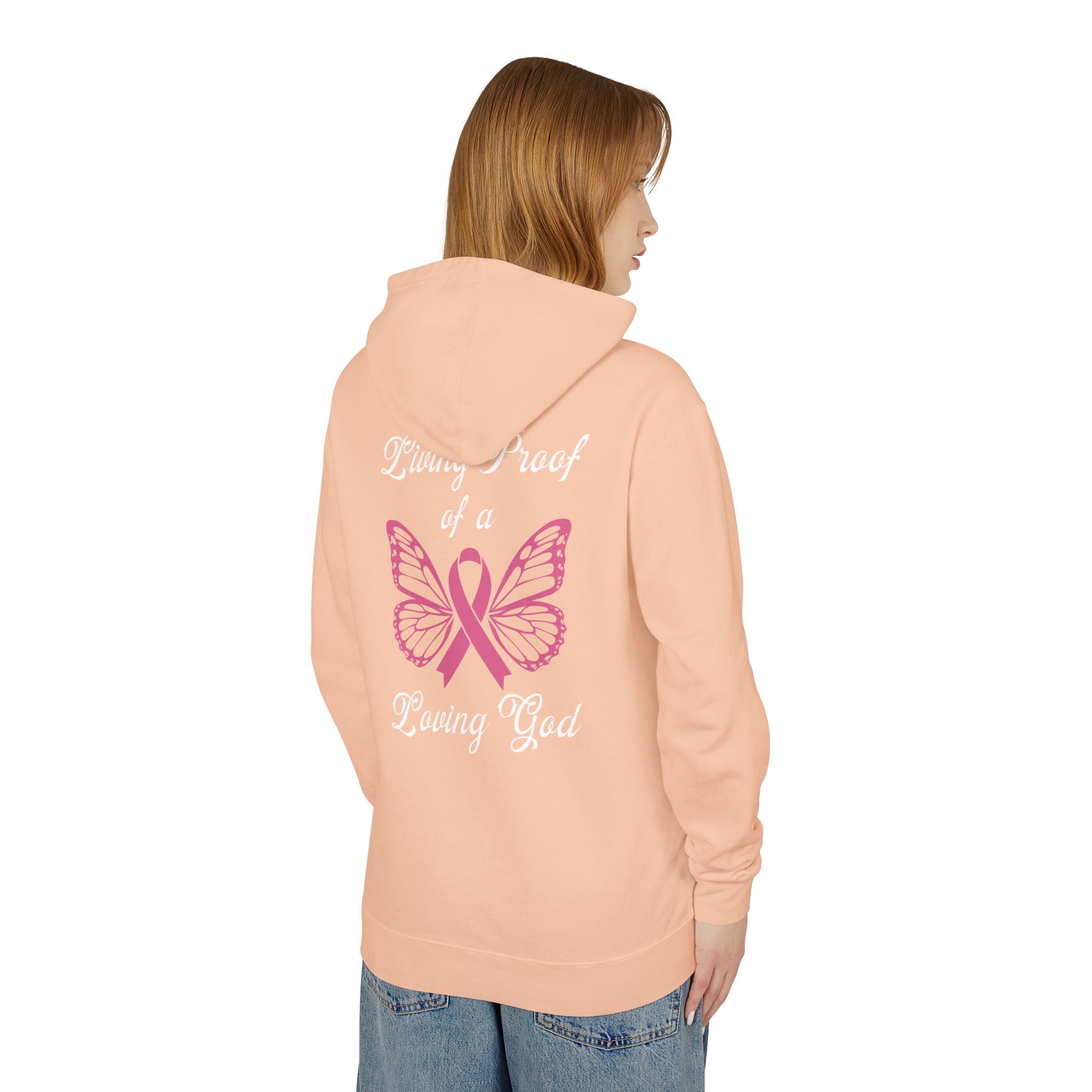Living Proof Of A Loving God Butterfly Unisex Relaxed Fit Lightweight Hooded Sweatshirt