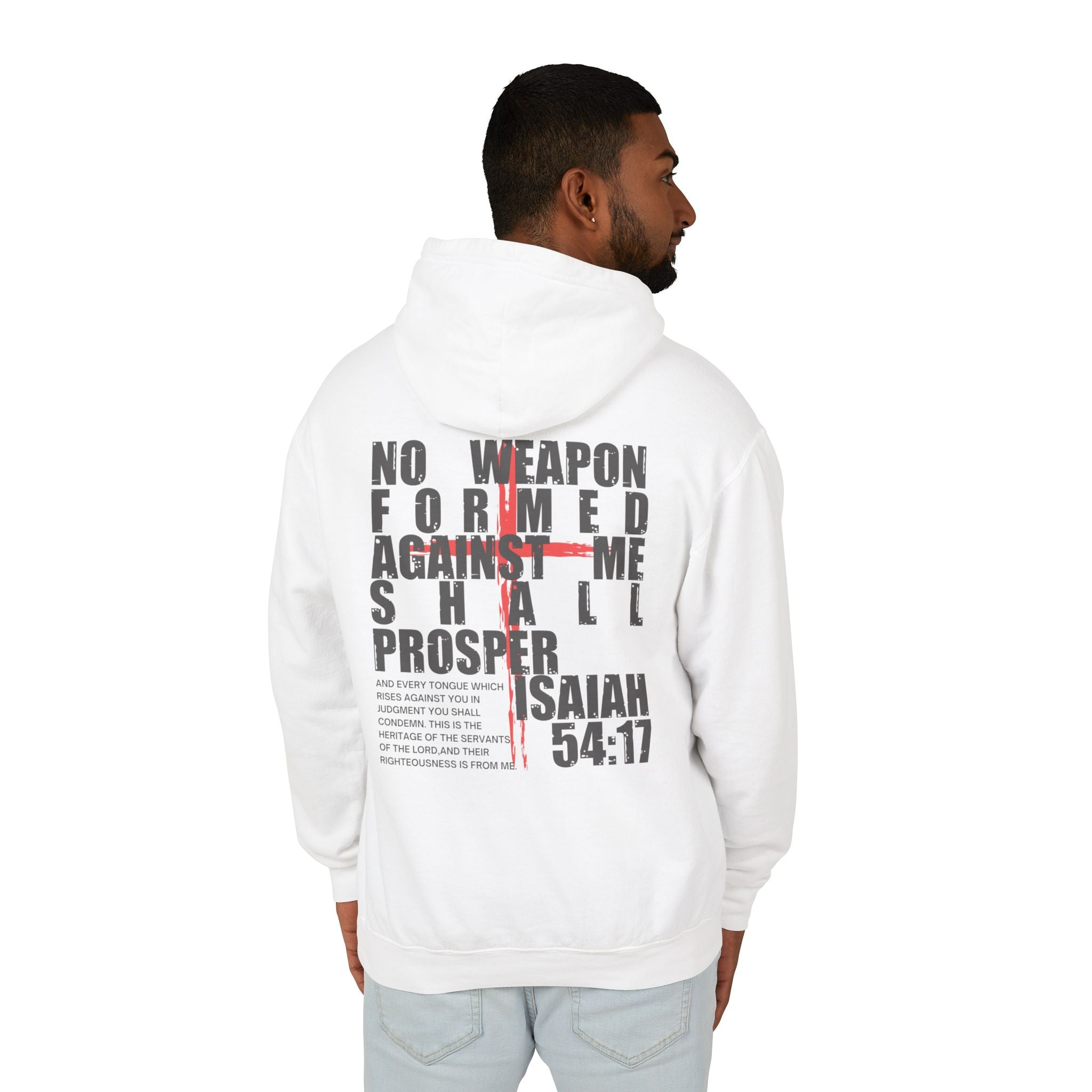 Isaiah 54:17 No Weapon Formed Against Me Unisex Relaxed Fit Lightweight Hooded Sweatshirt
