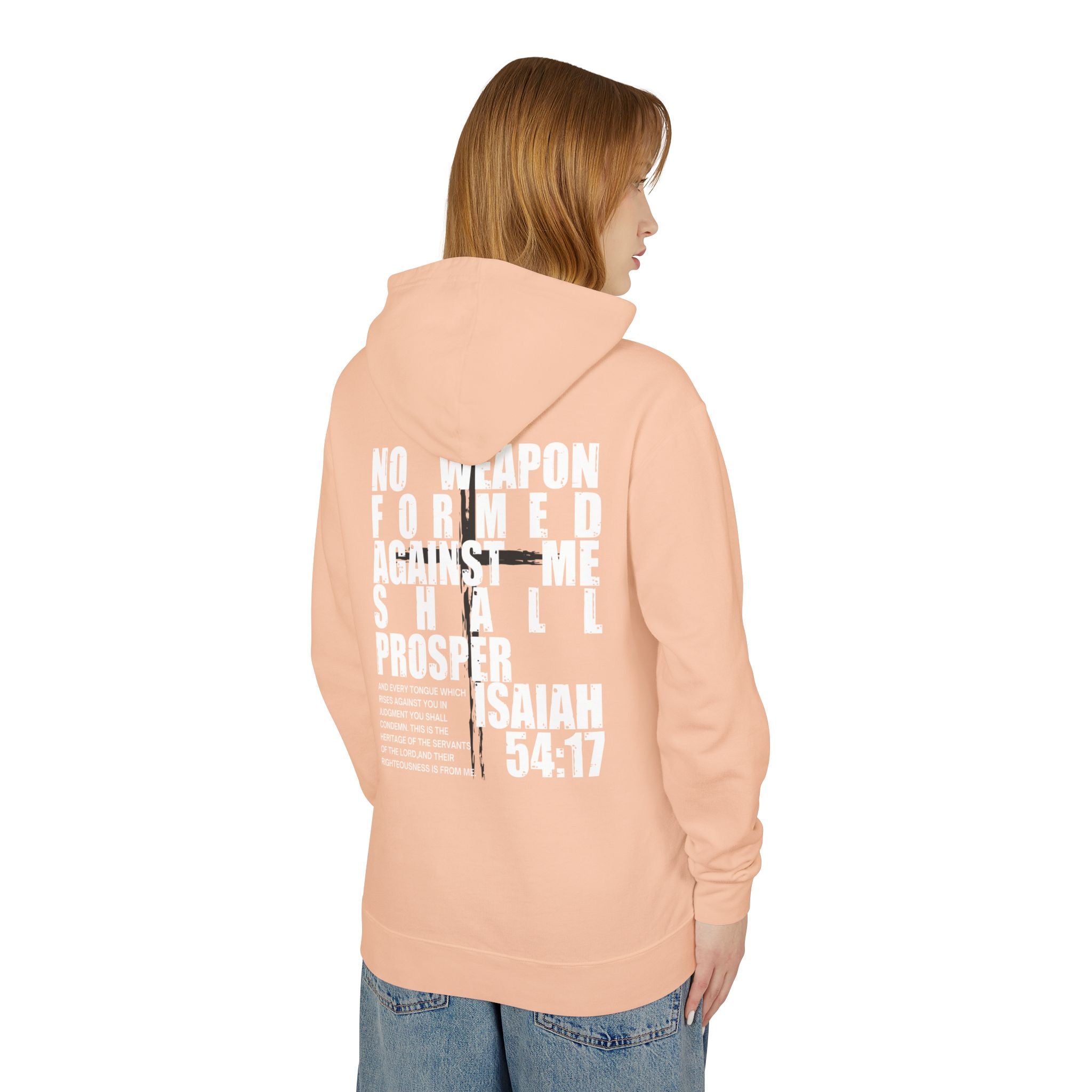 Isaiah 54:17 No Weapon Formed Against Me Unisex Relaxed Fit Lightweight Hooded Sweatshirt
