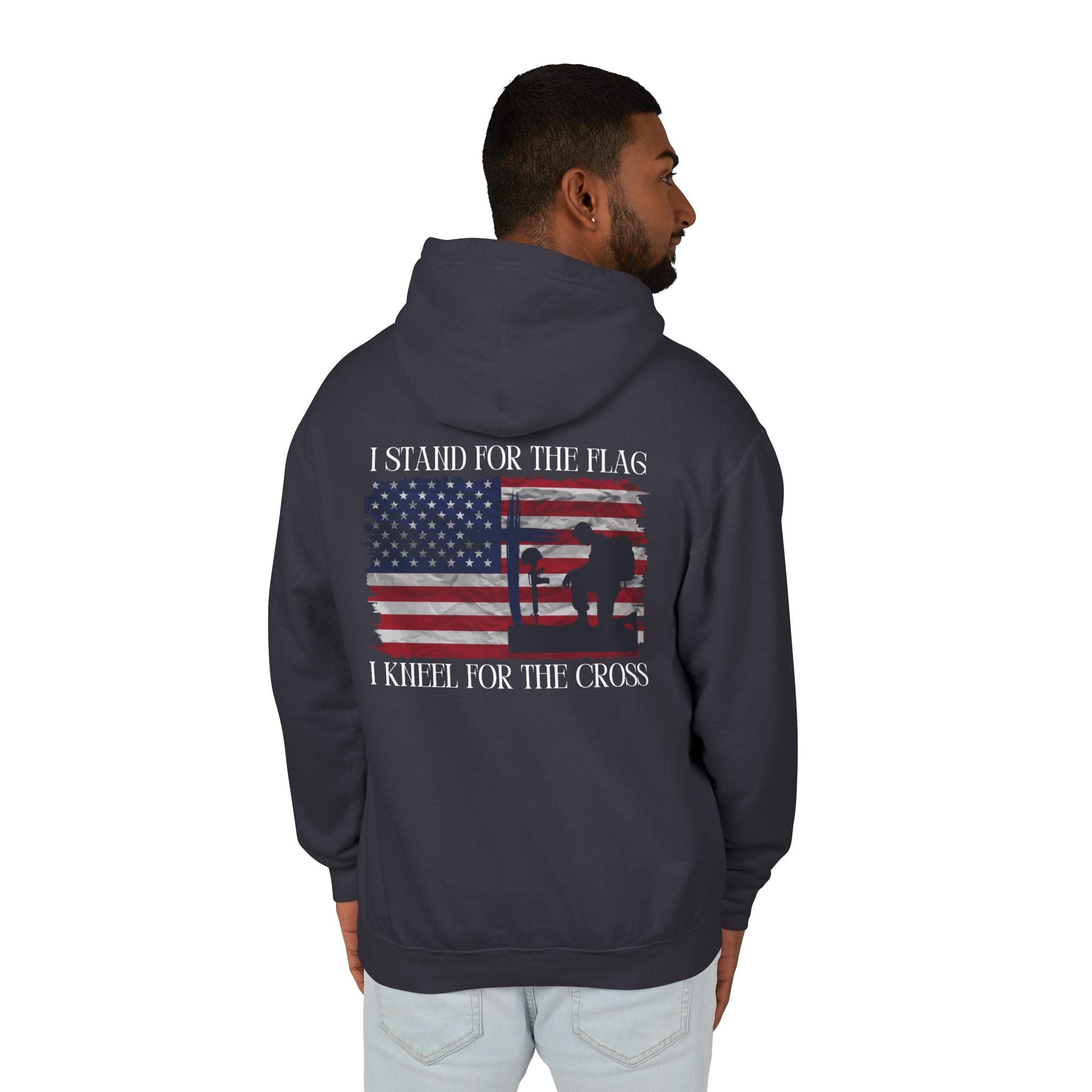 I Stand for the Flag, I Kneel for the Cross Unisex Lightweight Hooded Sweatshirt