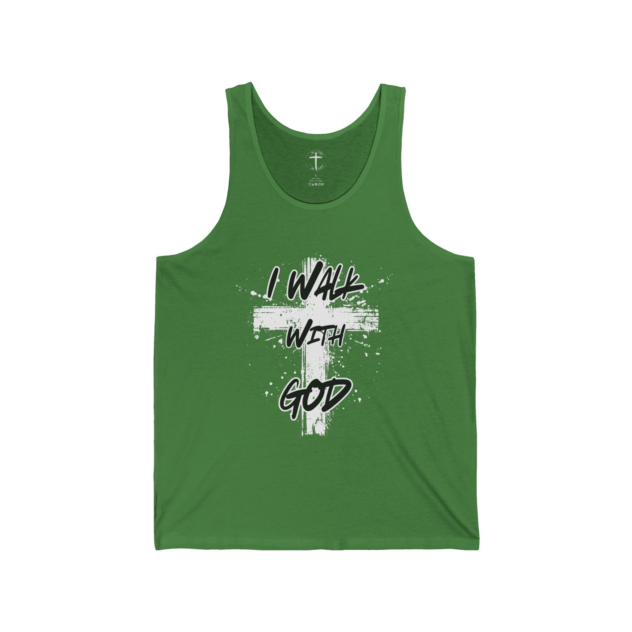 I Walk With God Religious Tank Top, Christian Sleeveless Shirt, Spiritual Muscle Tee, Inspirational Unisex Top, Faith Workout Apparel