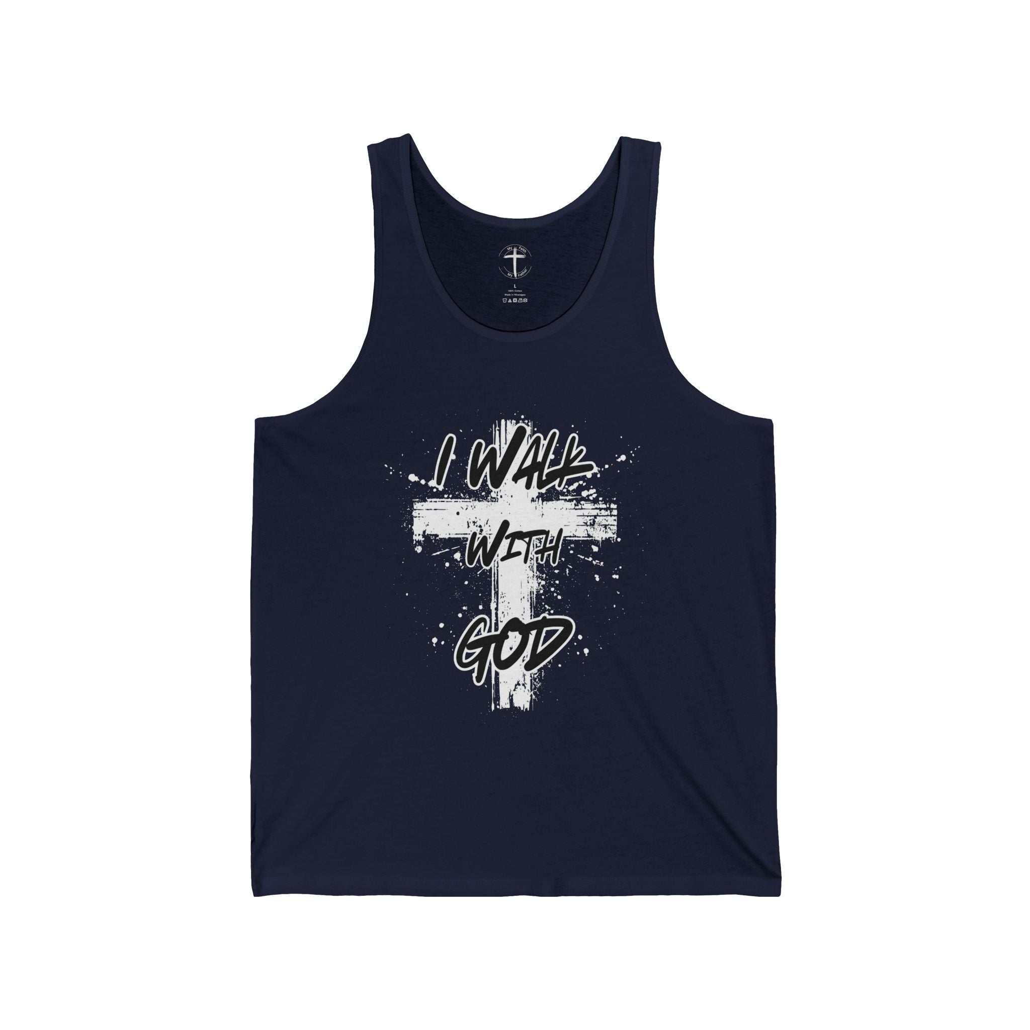 I Walk With God Religious Tank Top, Christian Sleeveless Shirt, Spiritual Muscle Tee, Inspirational Unisex Top, Faith Workout Apparel