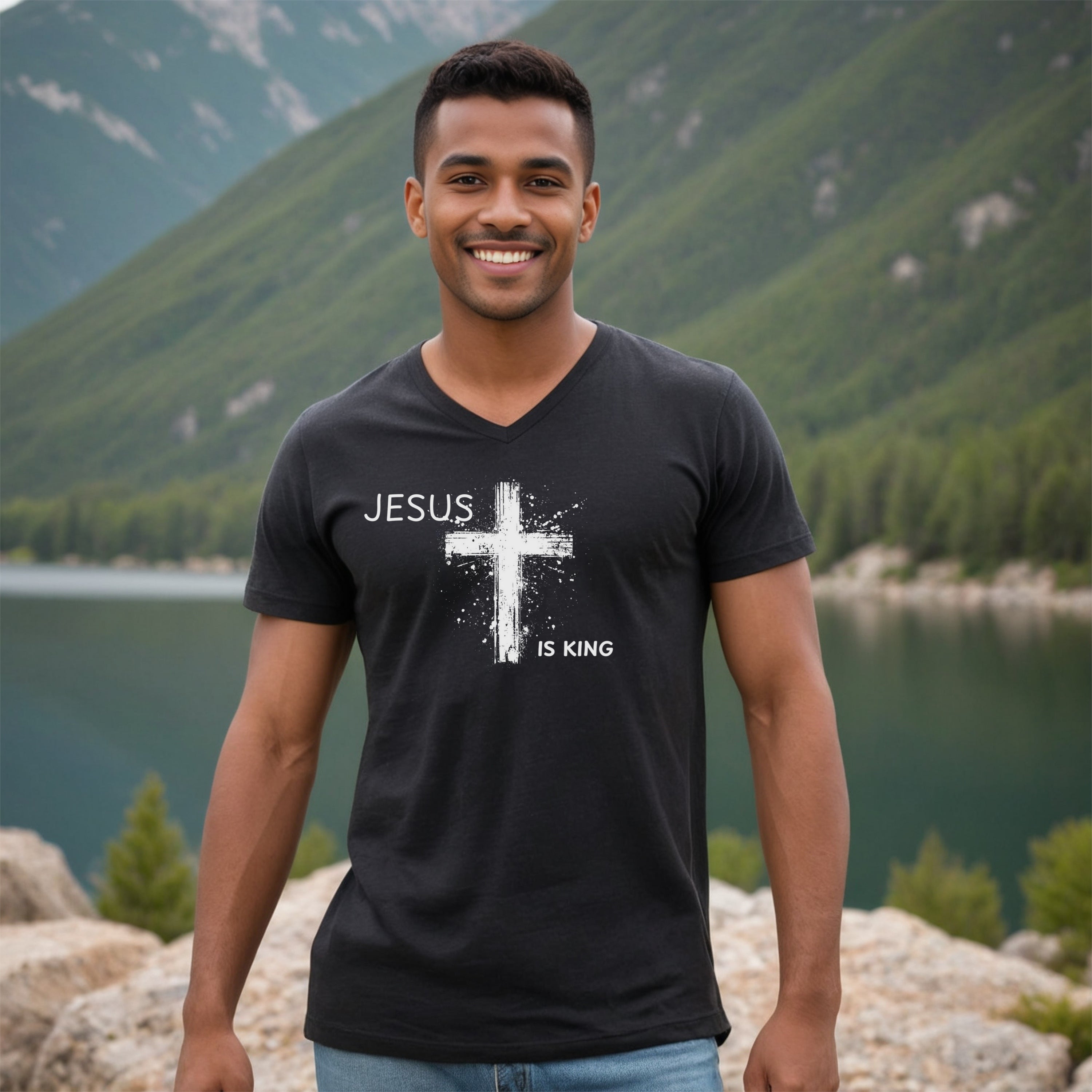 Jesus is King Unisex V-Neck Tee