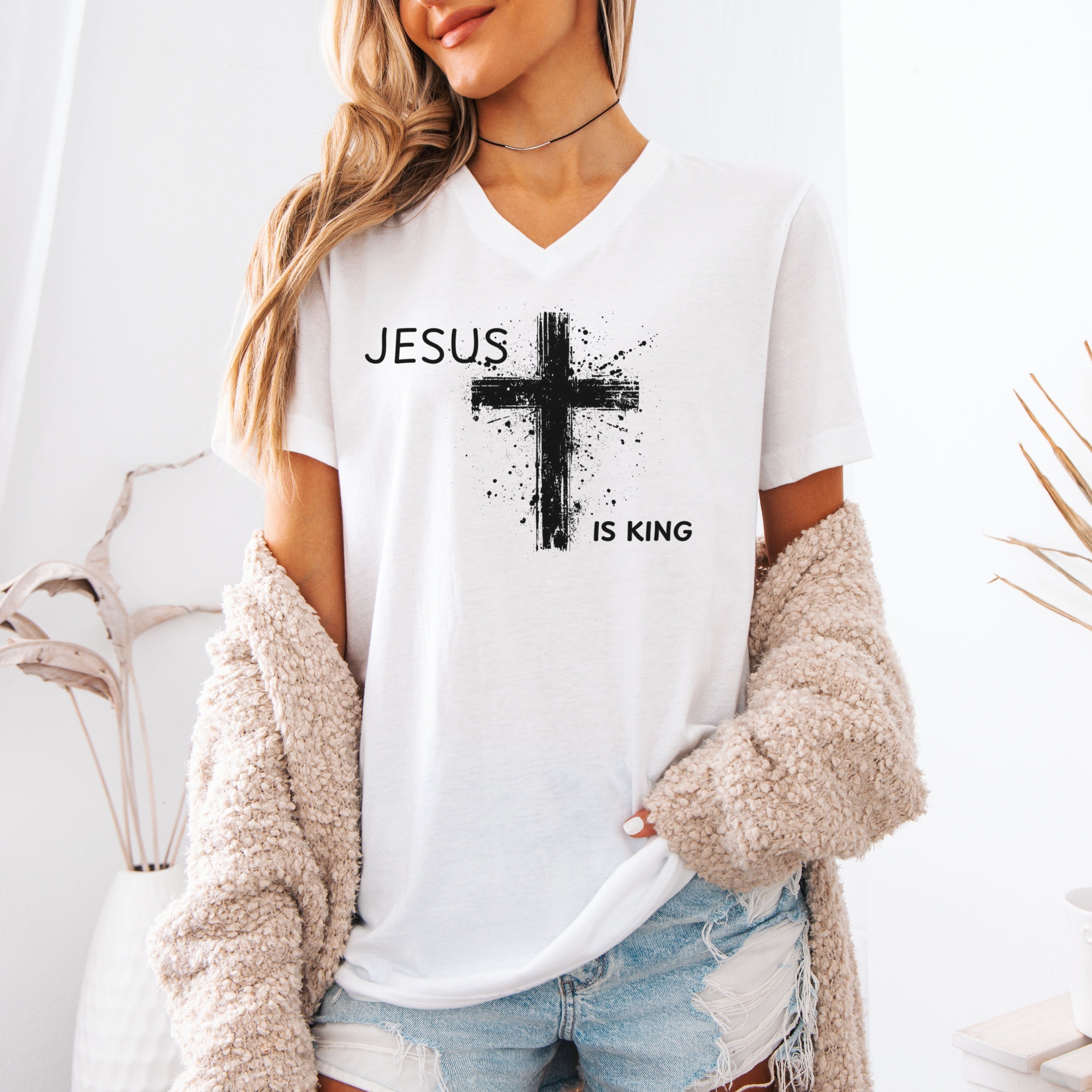 Jesus is King Unisex V-Neck Tee