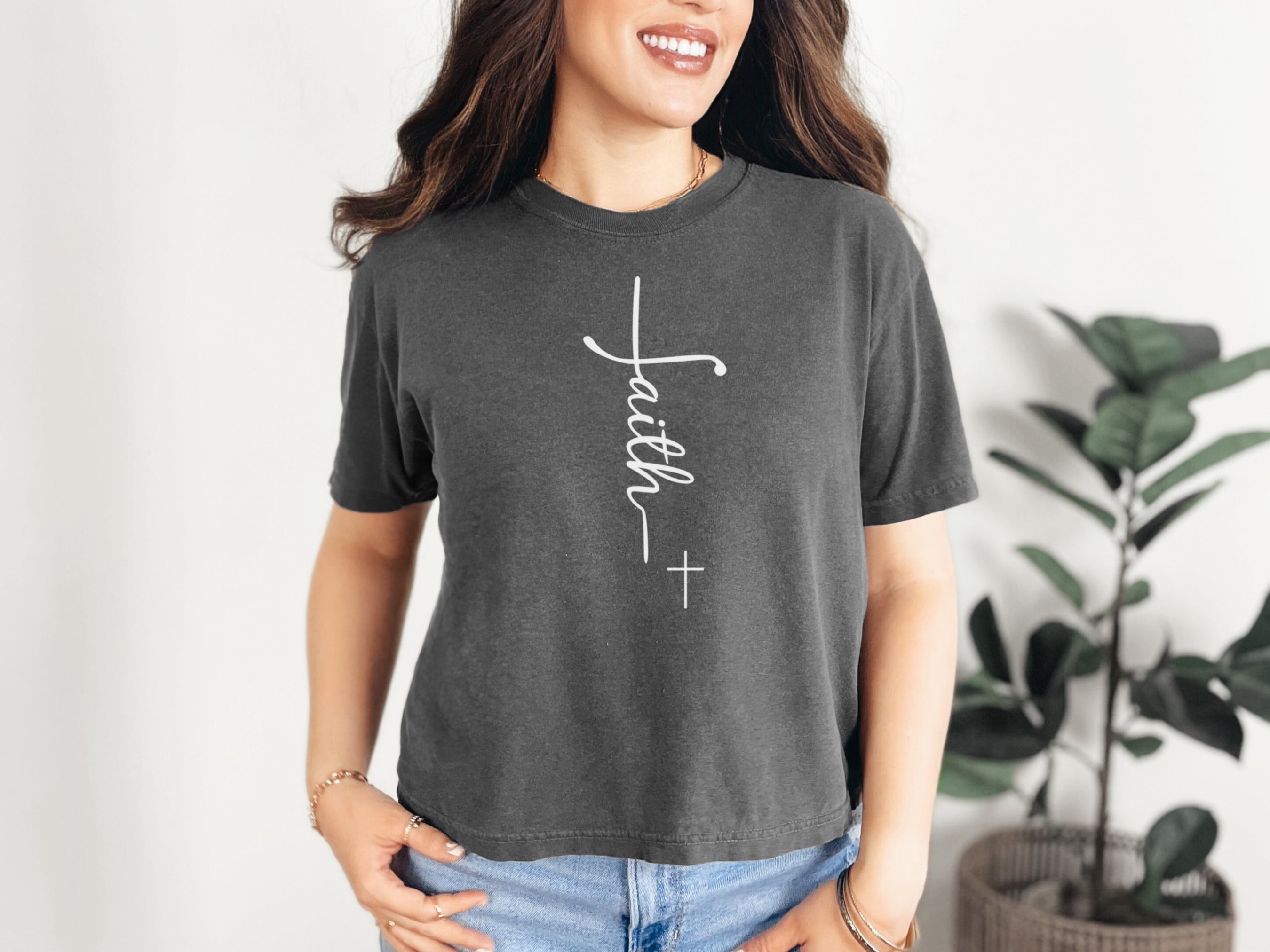 Faith + Cross Boxy Tee for Women