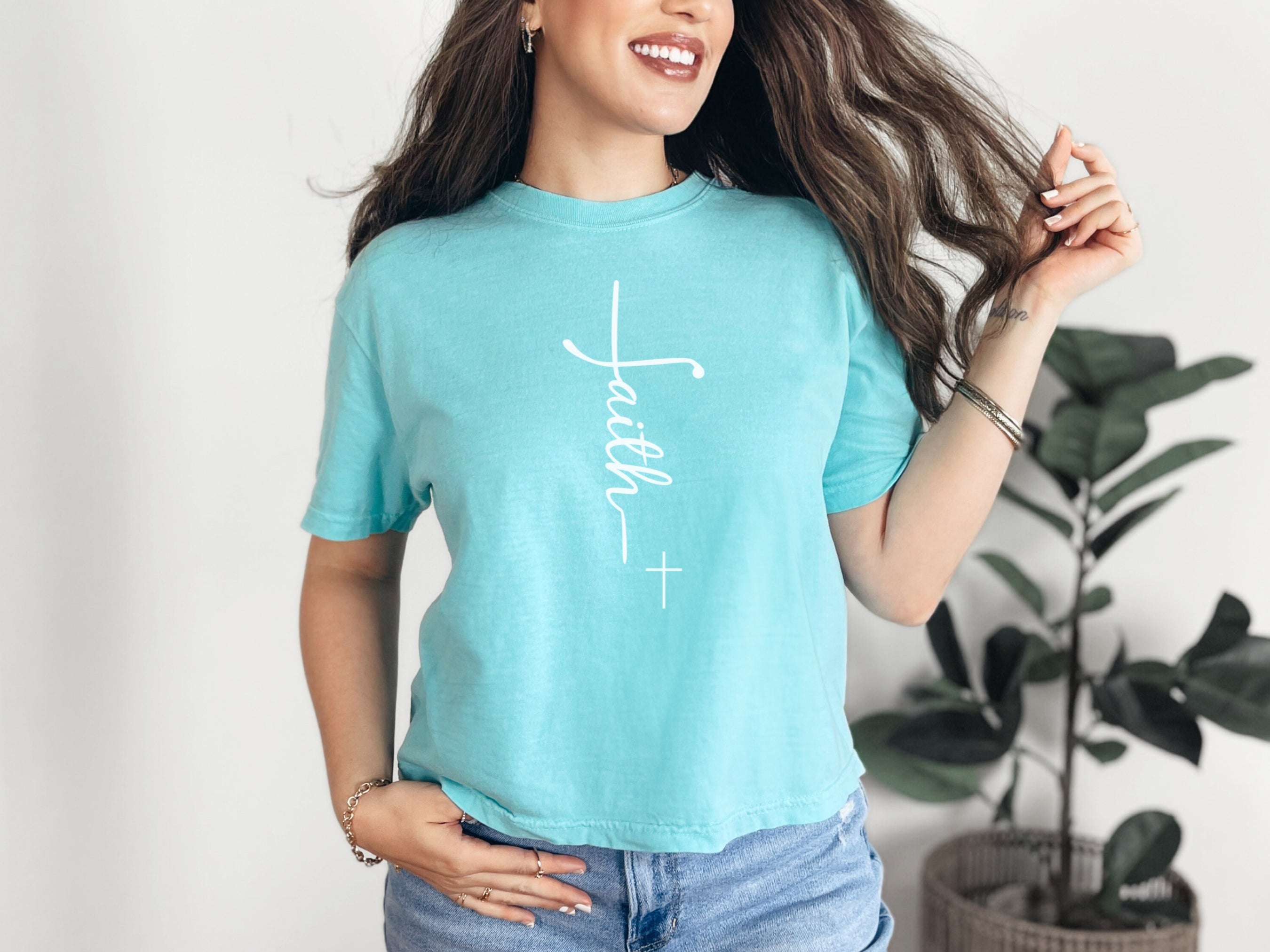 Faith + Cross Boxy Tee for Women