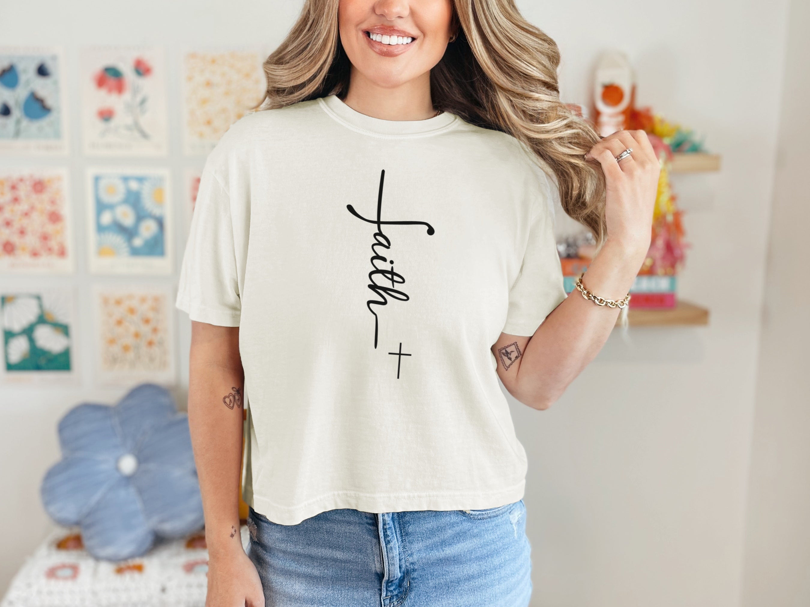 Faith + Cross Boxy Tee for Women