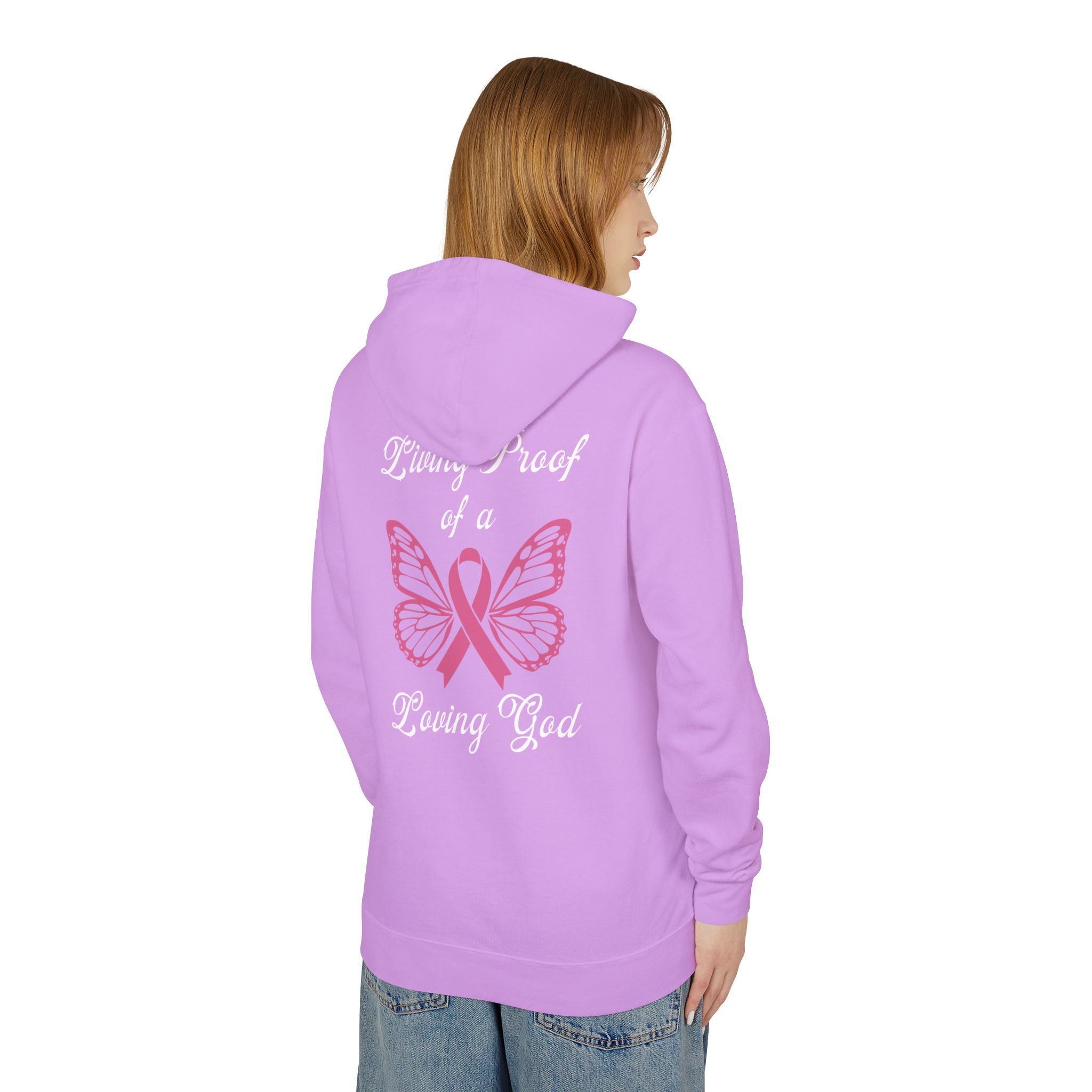 Living Proof Of A Loving God Butterfly Unisex Relaxed Fit Lightweight Hooded Sweatshirt