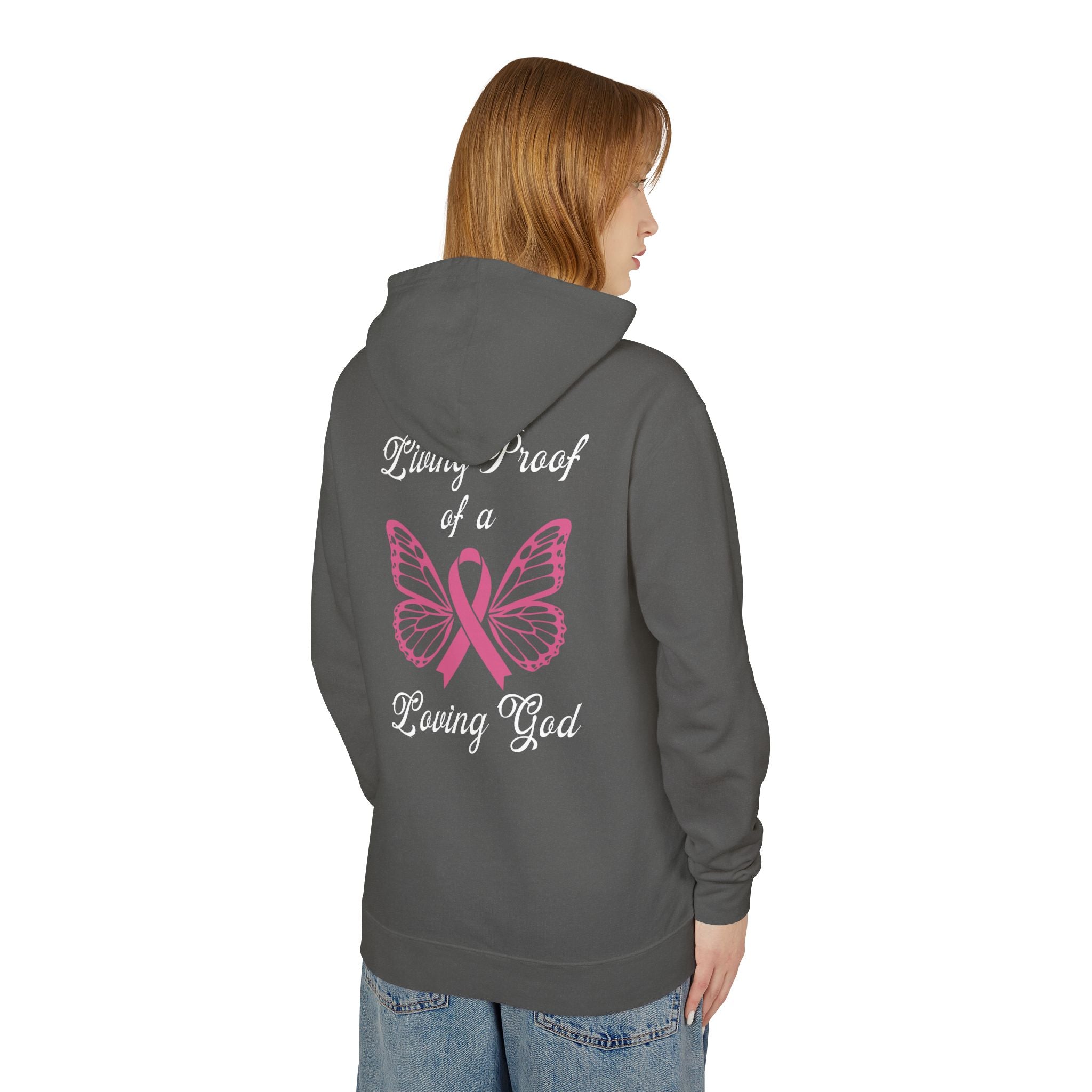 Living Proof Of A Loving God Butterfly Unisex Relaxed Fit Lightweight Hooded Sweatshirt