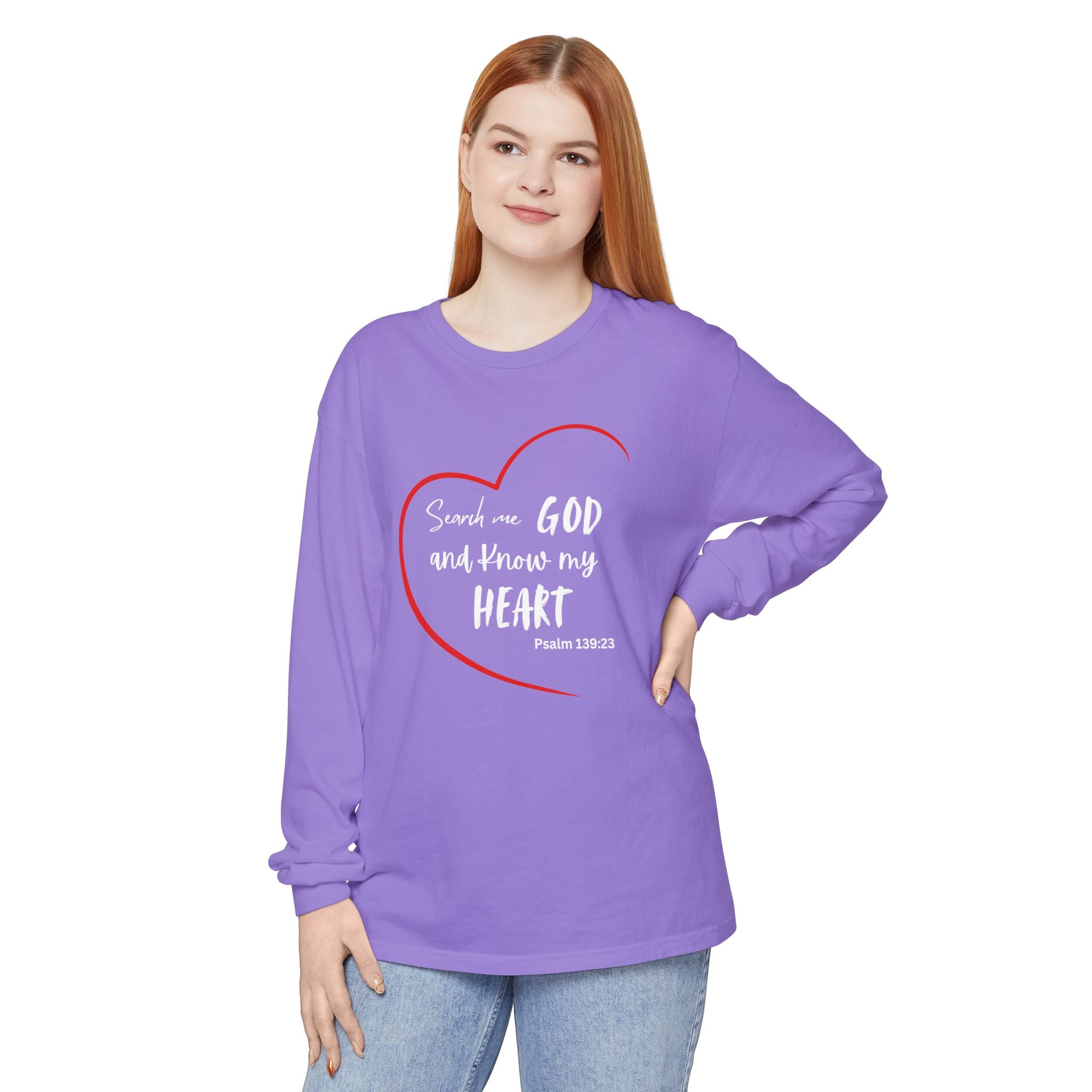 Search Me God Unisex Relaxed Fit Long Sleeve T-Shirt