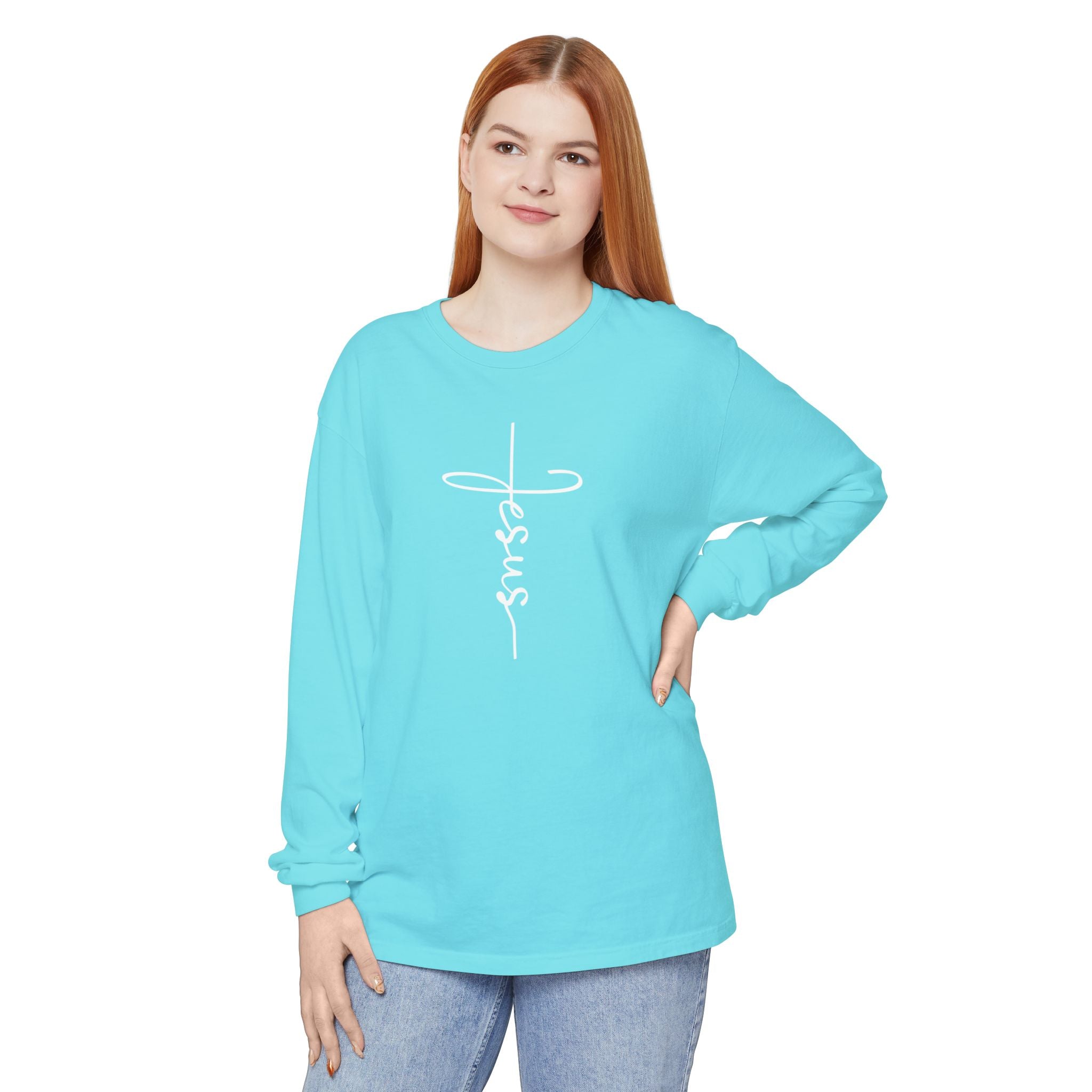 Jesus Cross Unisex Relaxed Fit Long Sleeve T-Shirt