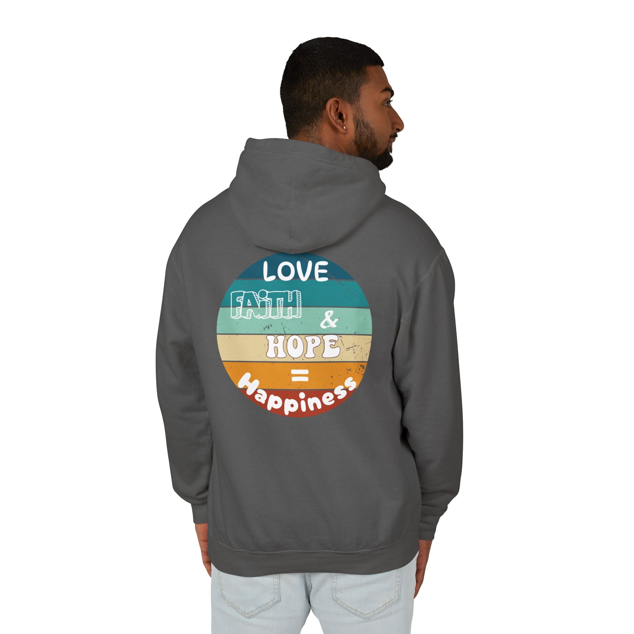 Love, Faith & Hope = Happiness Unisex Lightweight Hooded Sweatshirt