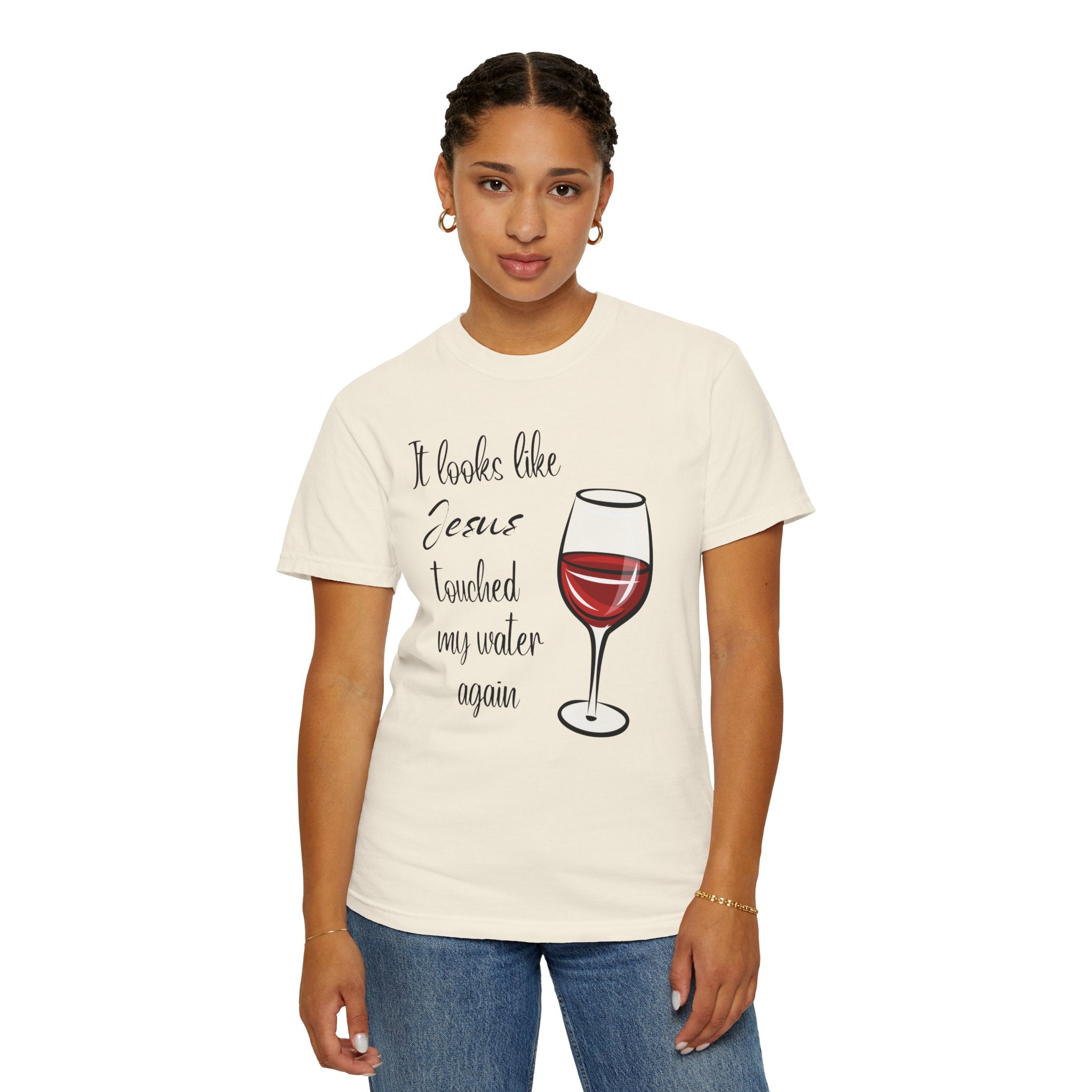 Jesus Touched My Water Unisex Relaxed Fit T-Shirt, Christian Casual T-Shirt for Wine Lovers, Fun Gift for Birthdays,