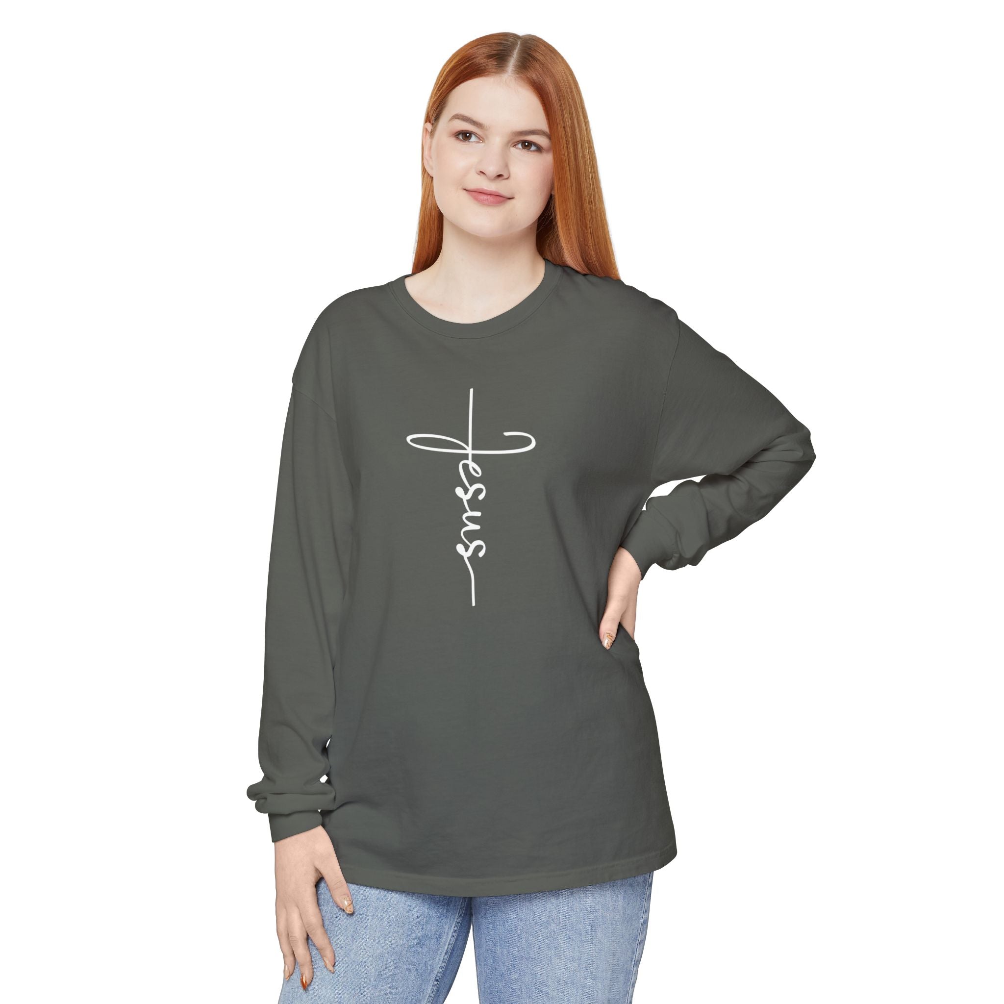 Jesus Cross Unisex Relaxed Fit Long Sleeve T-Shirt