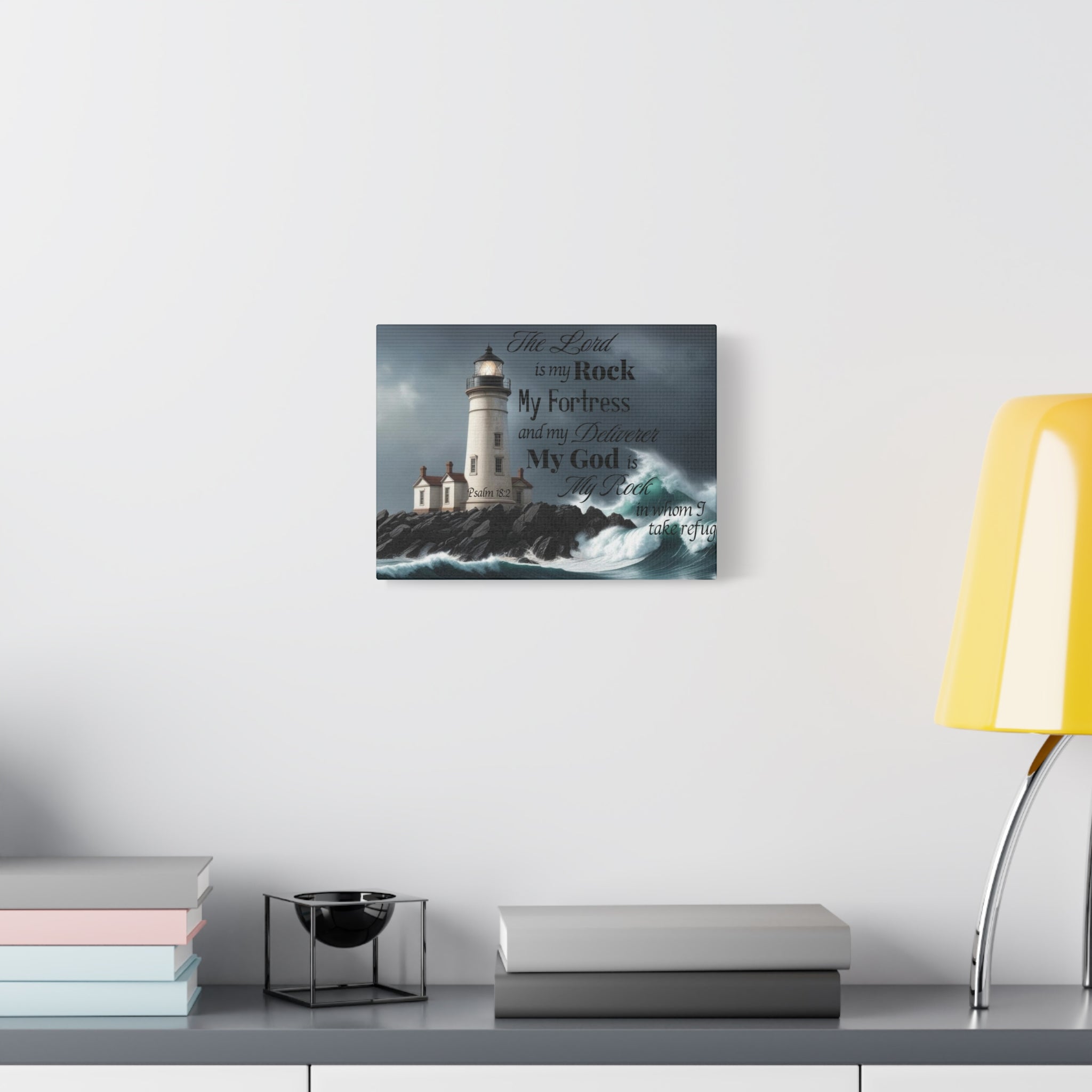 Psalm 18:2 Lighthouse Matte Canvas Wall Art