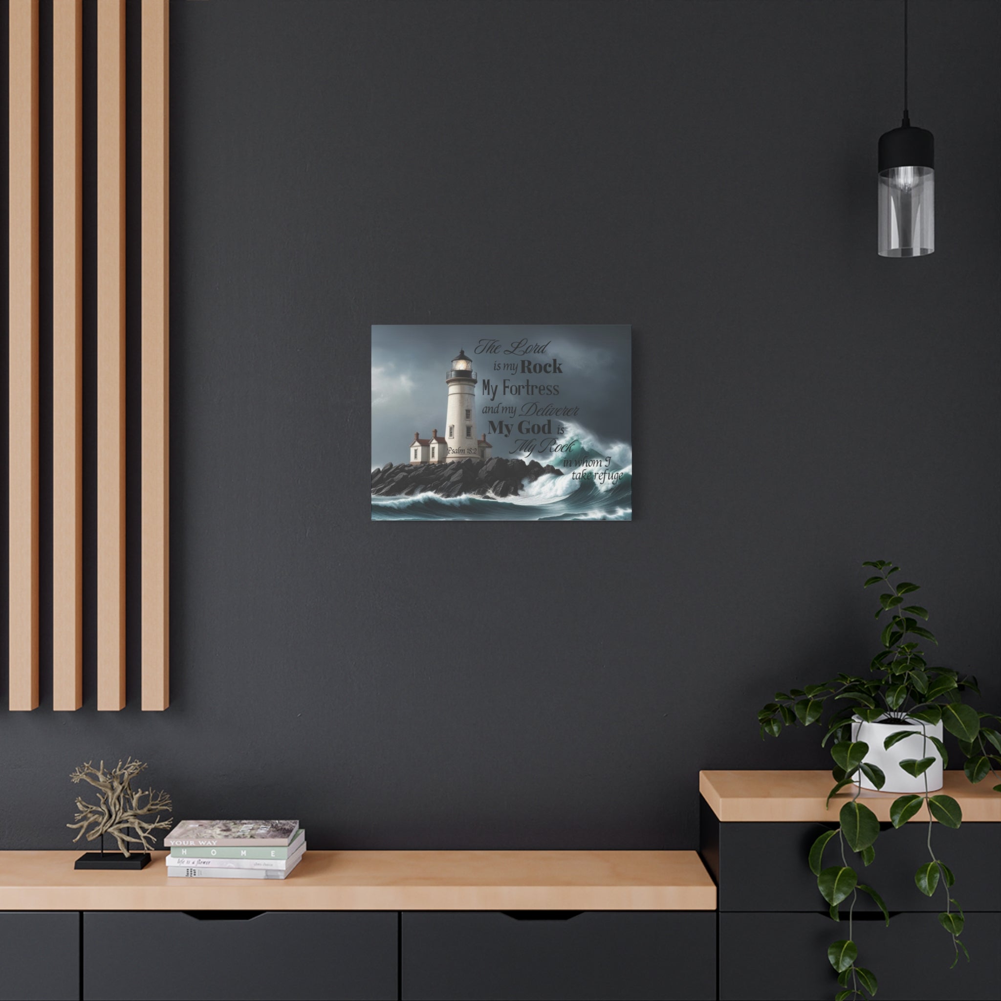 Psalm 18:2 Lighthouse Matte Canvas Wall Art