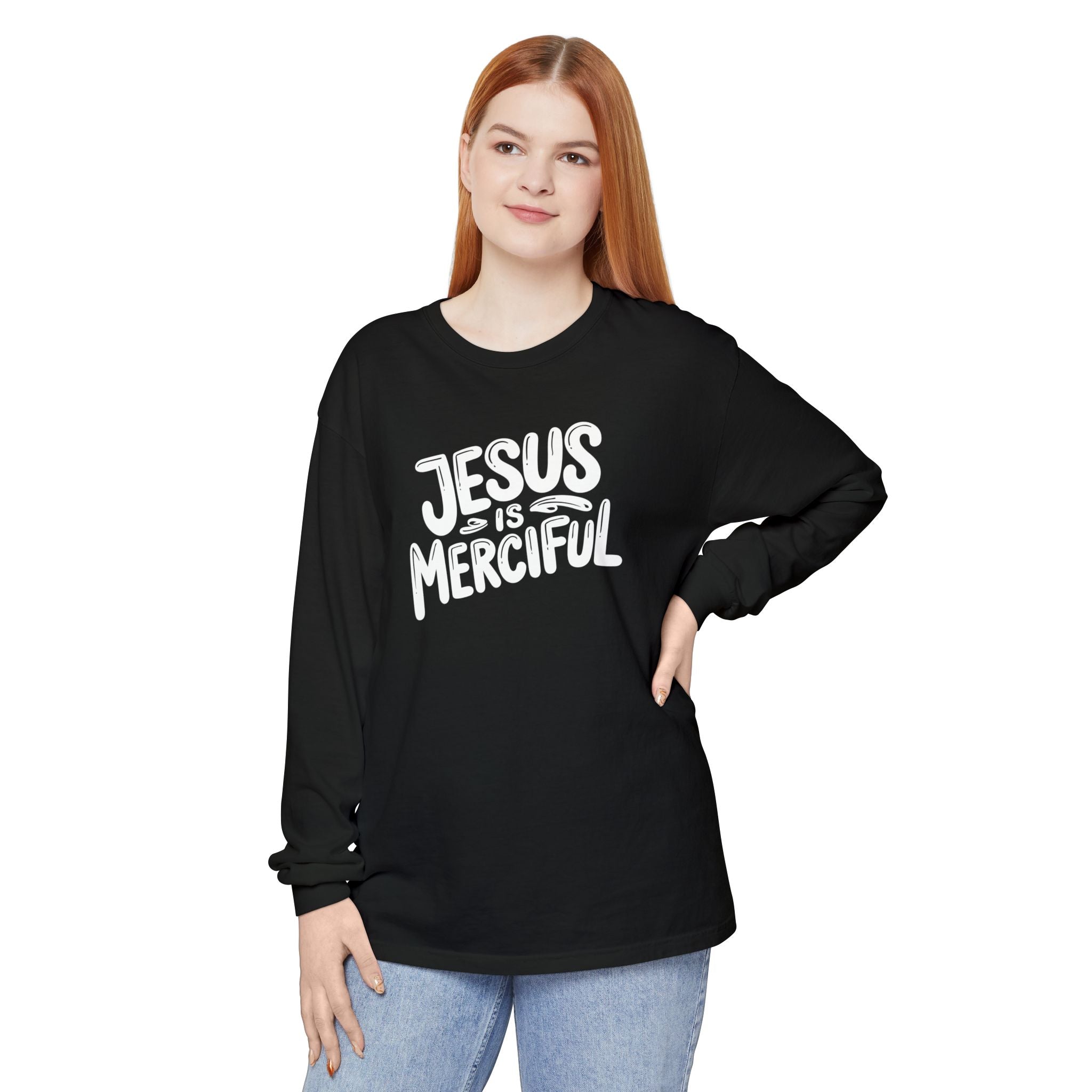 Jesus is Merciful Unisex Relaxed Fit Long Sleeve T-Shirt