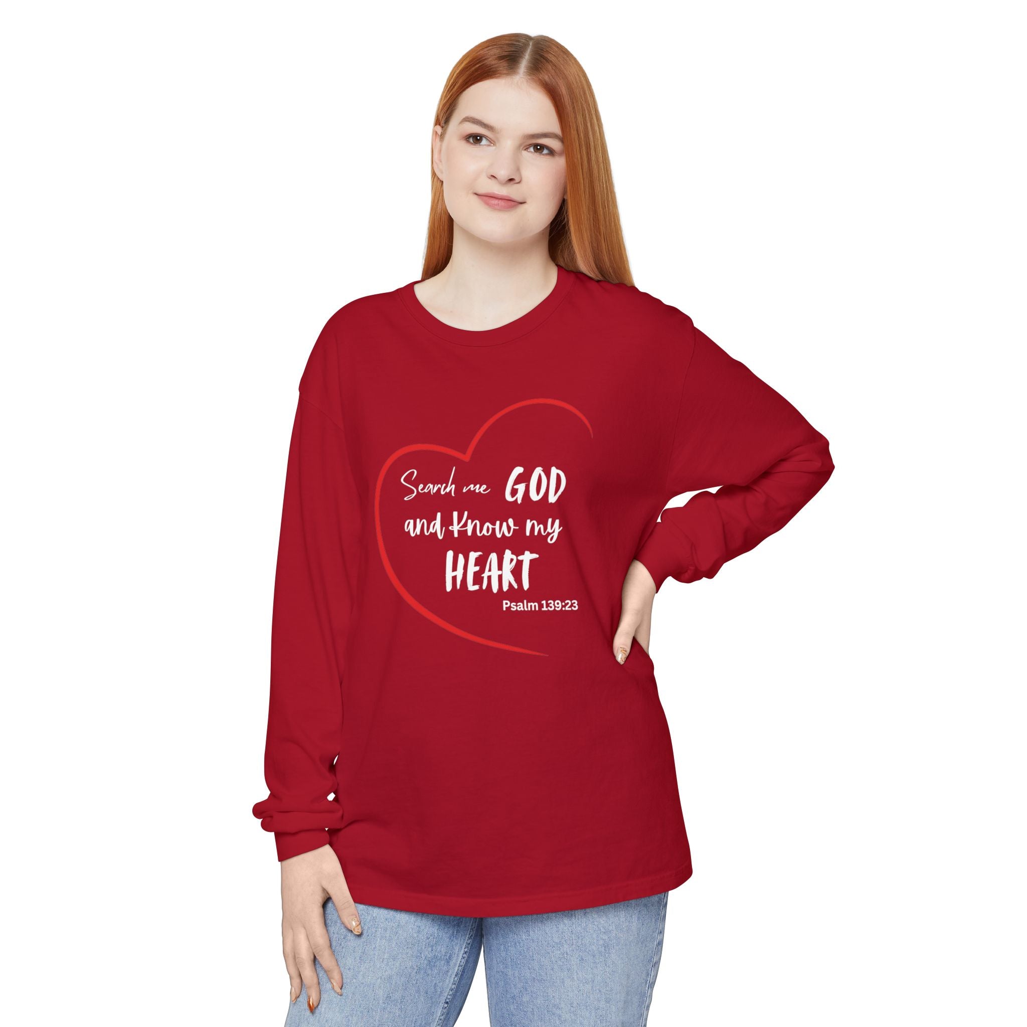 Search Me God Unisex Relaxed Fit Long Sleeve T-Shirt
