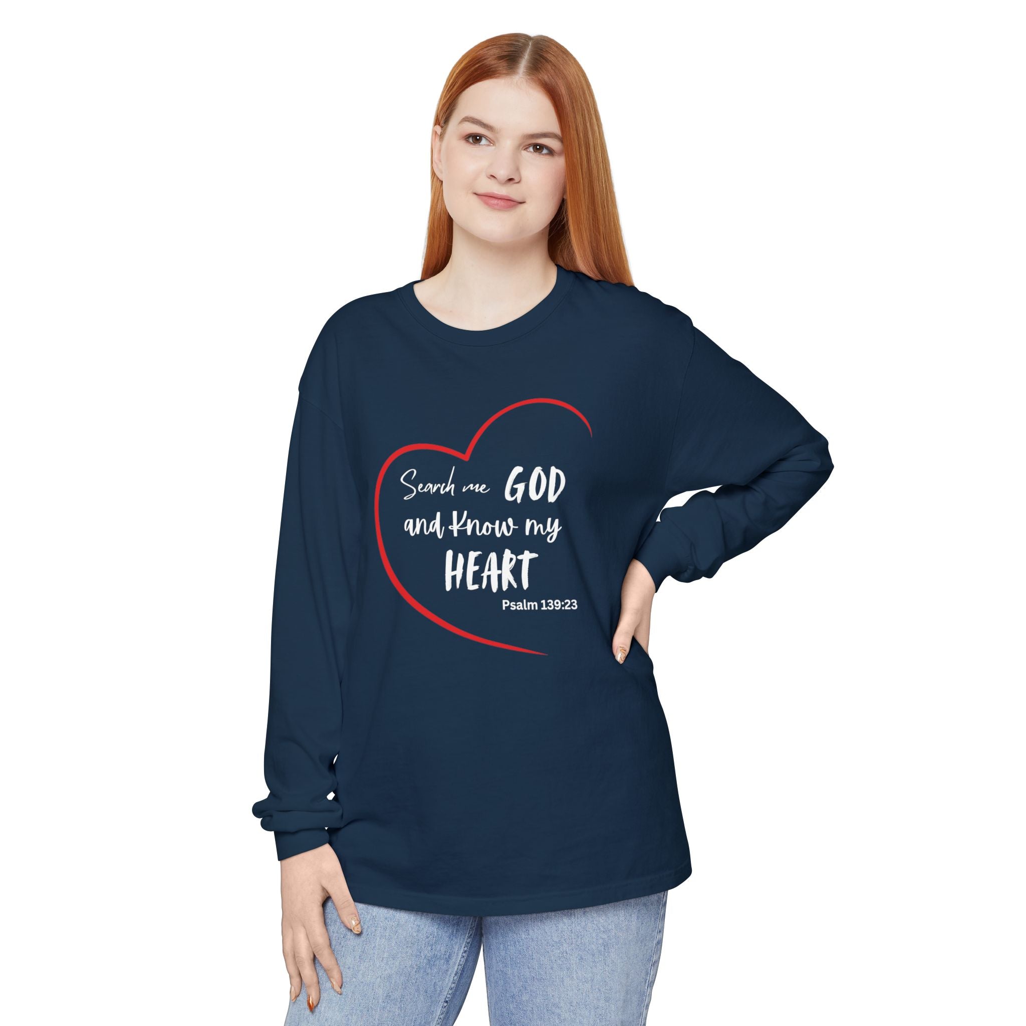 Search Me God Unisex Relaxed Fit Long Sleeve T-Shirt