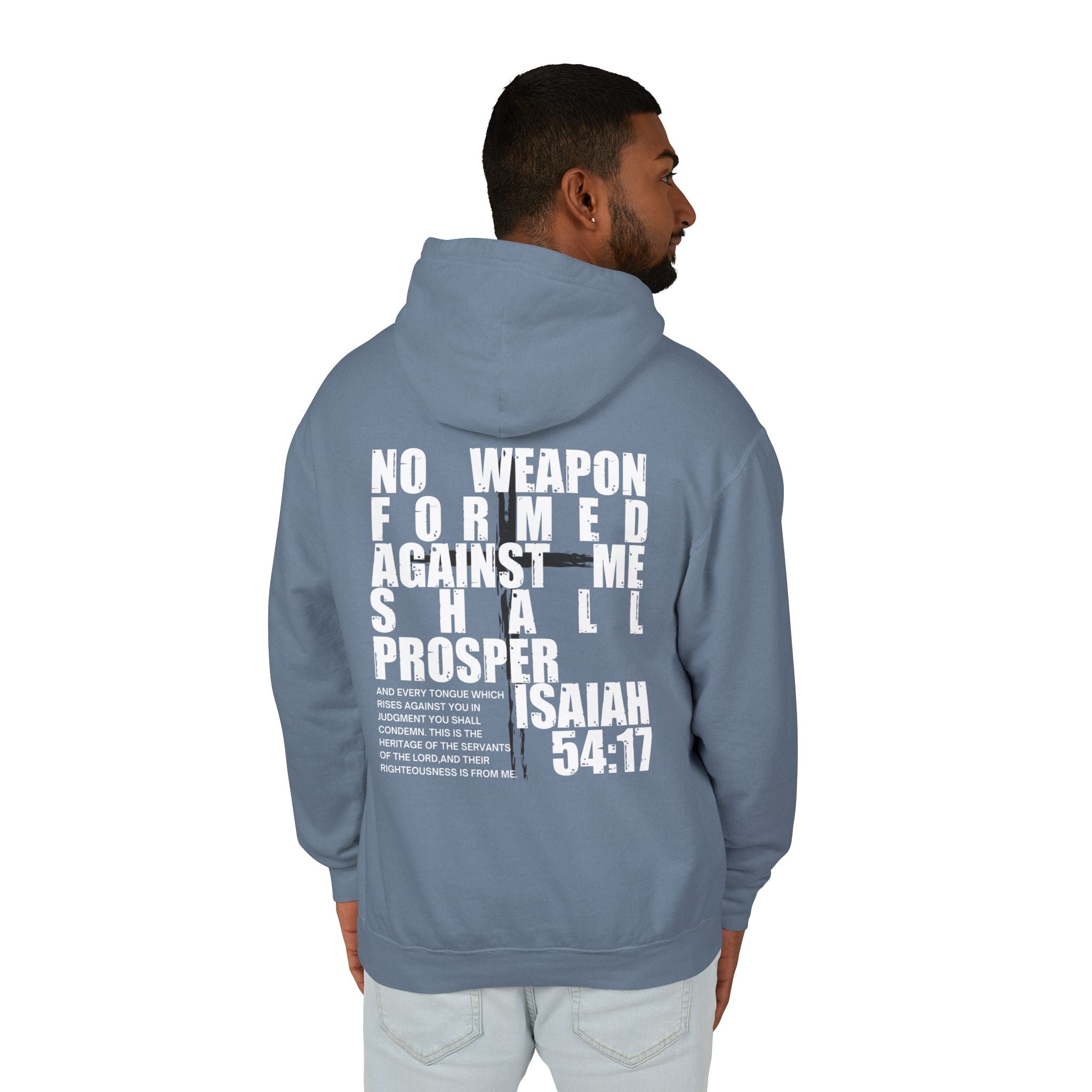 Isaiah 54:17 No Weapon Formed Against Me Unisex Relaxed Fit Lightweight Hooded Sweatshirt