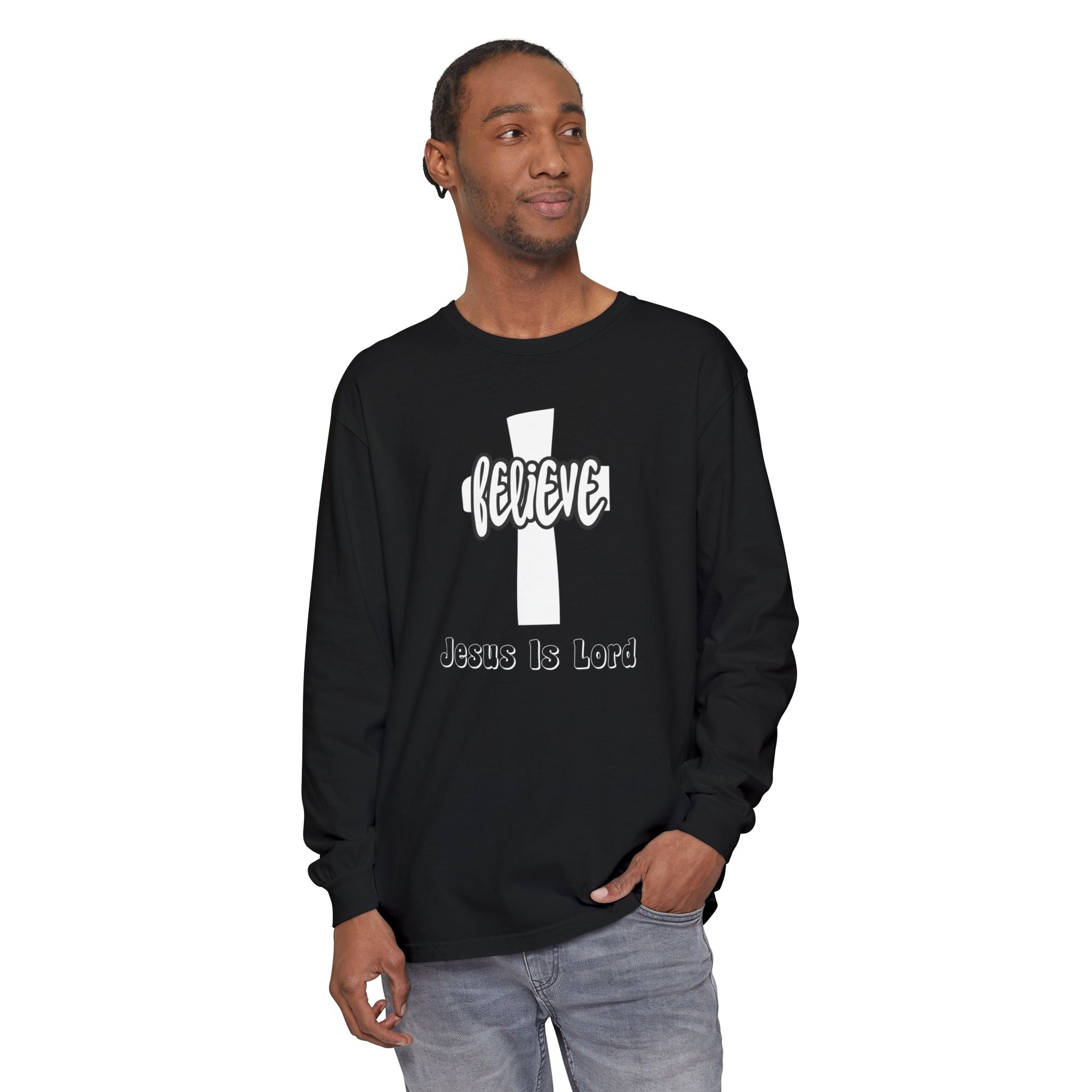 Believe Jesus Is Lord Unisex Relaxed Fit Long Sleeve T-Shirt