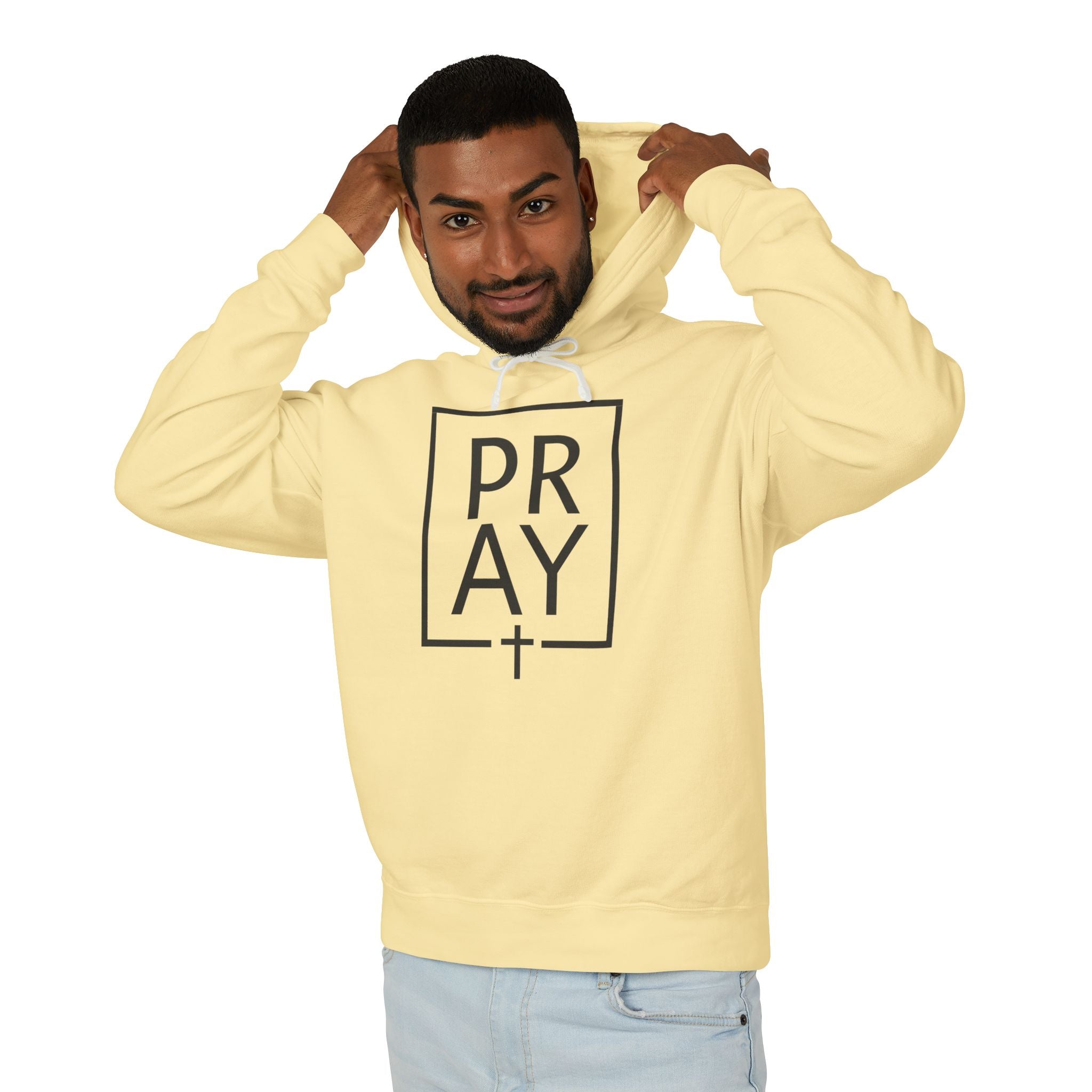 Pray + Cross Unisex Relaxed Fit Lightweight Hooded Sweatshirt