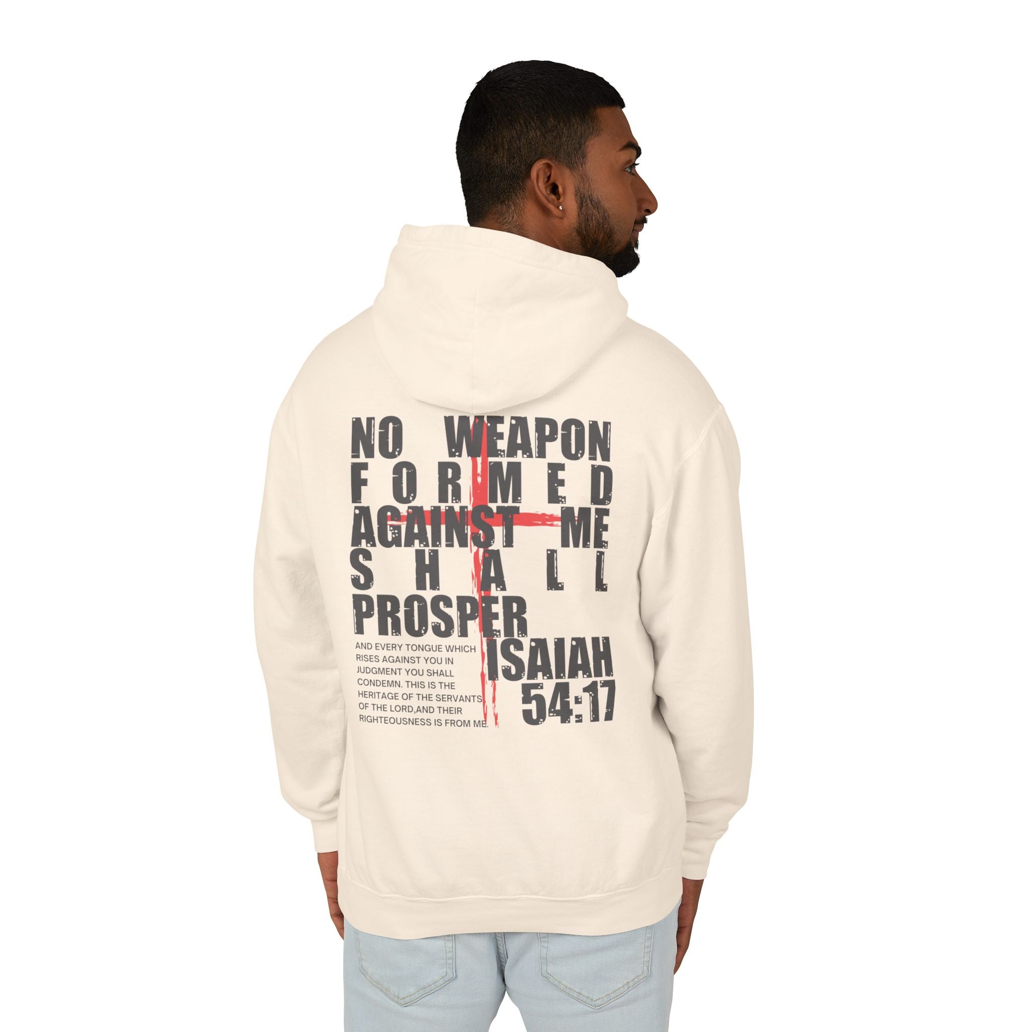 Isaiah 54:17 No Weapon Formed Against Me Unisex Relaxed Fit Lightweight Hooded Sweatshirt