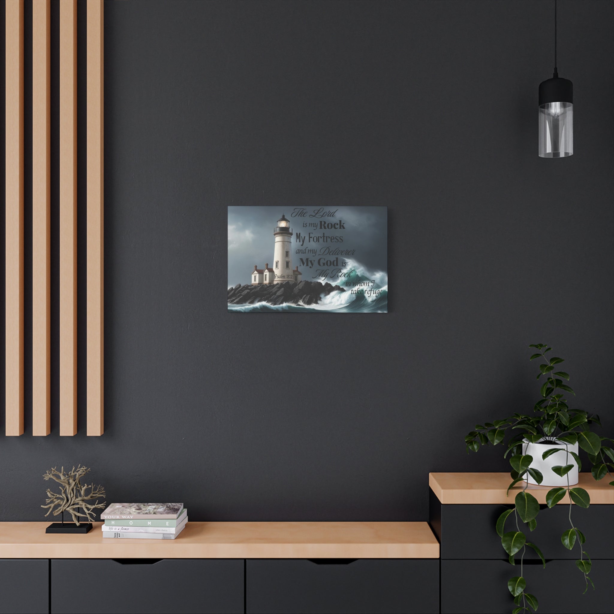 Psalm 18:2 Lighthouse Matte Canvas Wall Art